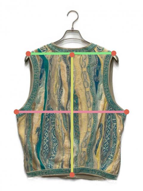 中古・古着通販】Coogi (クージー) 3Dニットベスト グリーン×イエロー