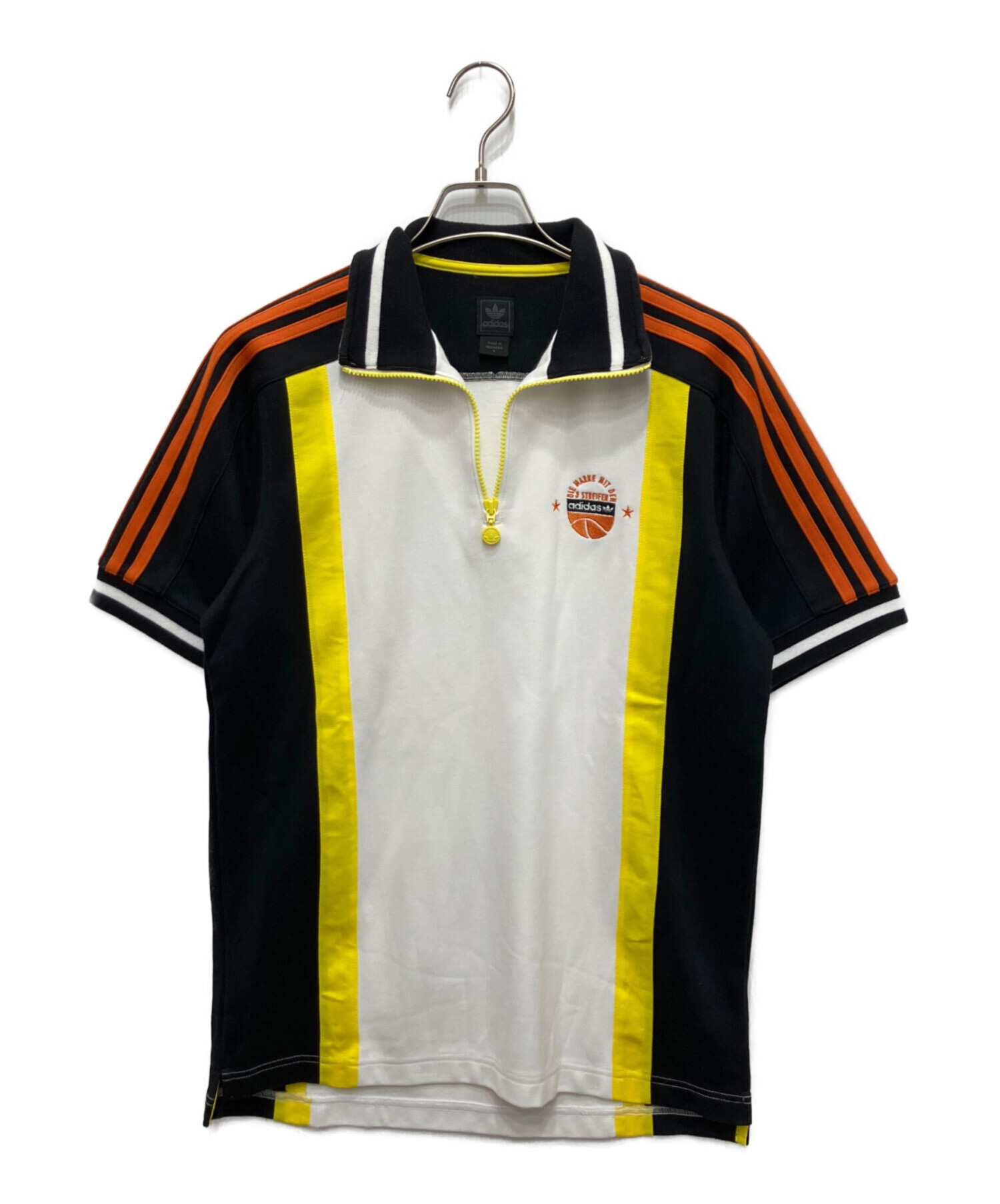 中古・古着通販】adidas (アディダス) ポロシャツ ブラック×ホワイト