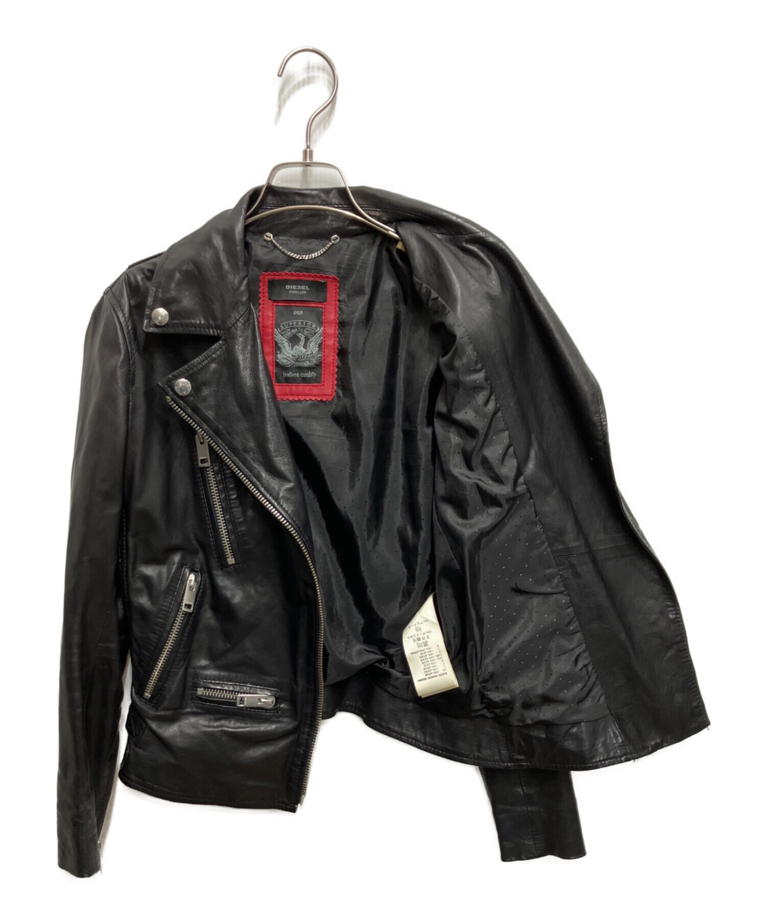 中古・古着通販】DIESEL (ディーゼル) ライダースジャケット ブラック