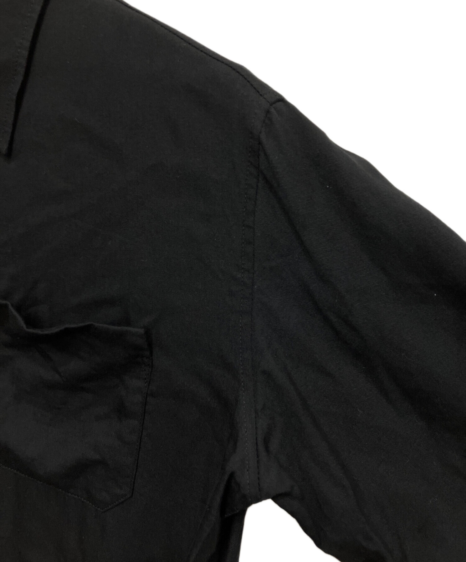 中古・古着通販】Y's (ワイズ) 変形レーヨン半袖シャツ ブラック