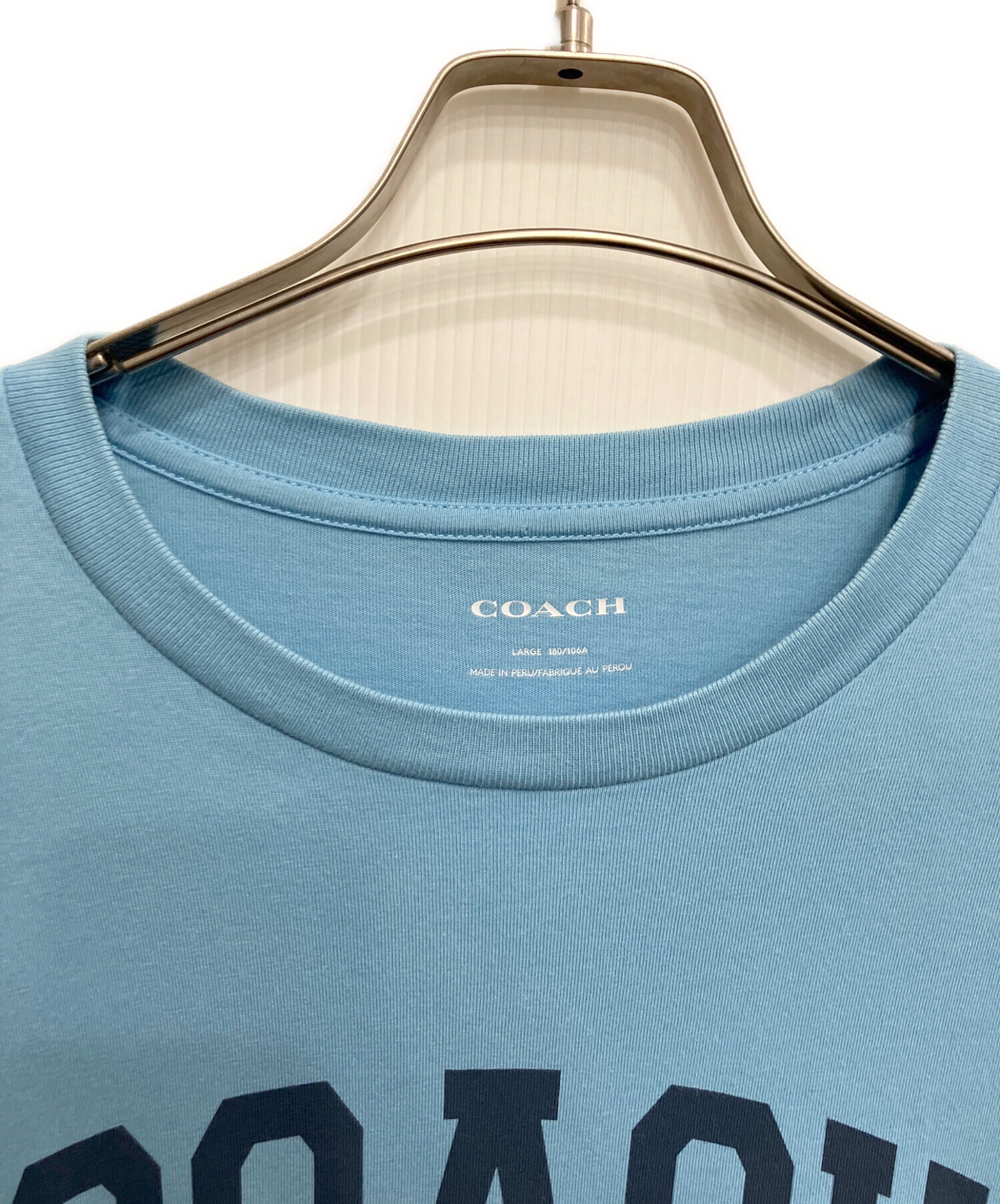 中古・古着通販】COACH (コーチ) プリントTシャツ ブルー サイズ:L 