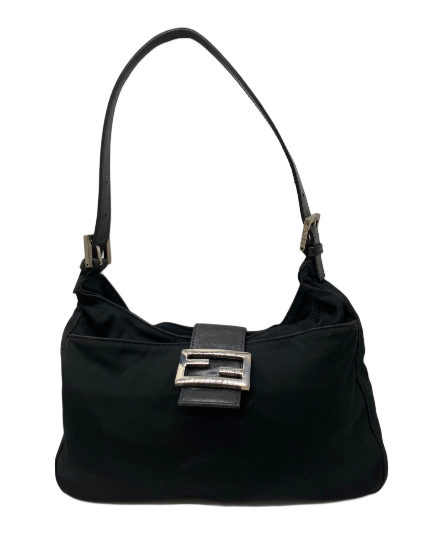 フェンディ マンマバケット ワンショルダー ハンドバッグ ジャージー 黒 中古・古着通販】FENDI (フェンディ) ジャージーマンマバケット