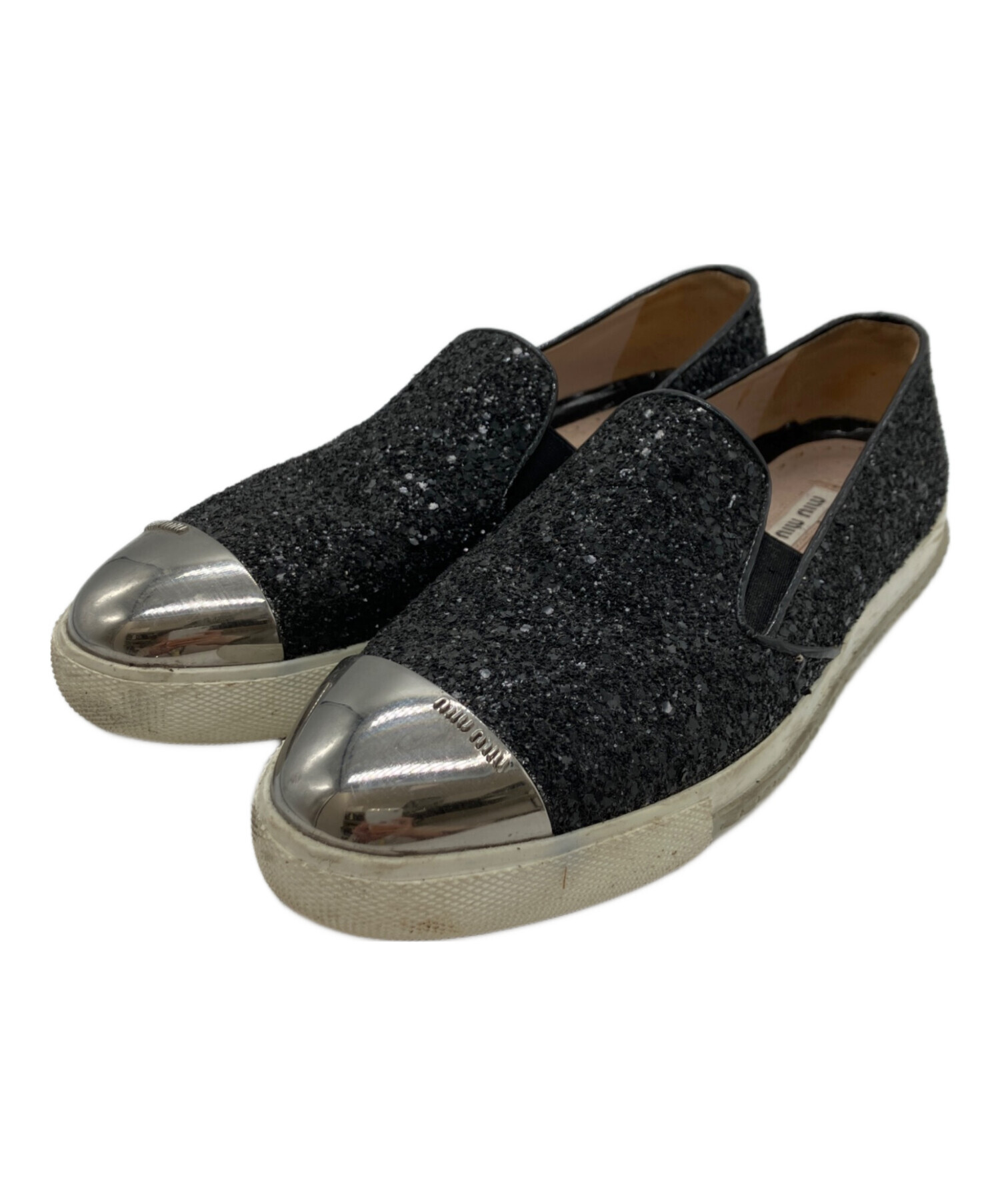 中古・古着通販】MIU MIU (ミュウミュウ) グリッタースリッポン 