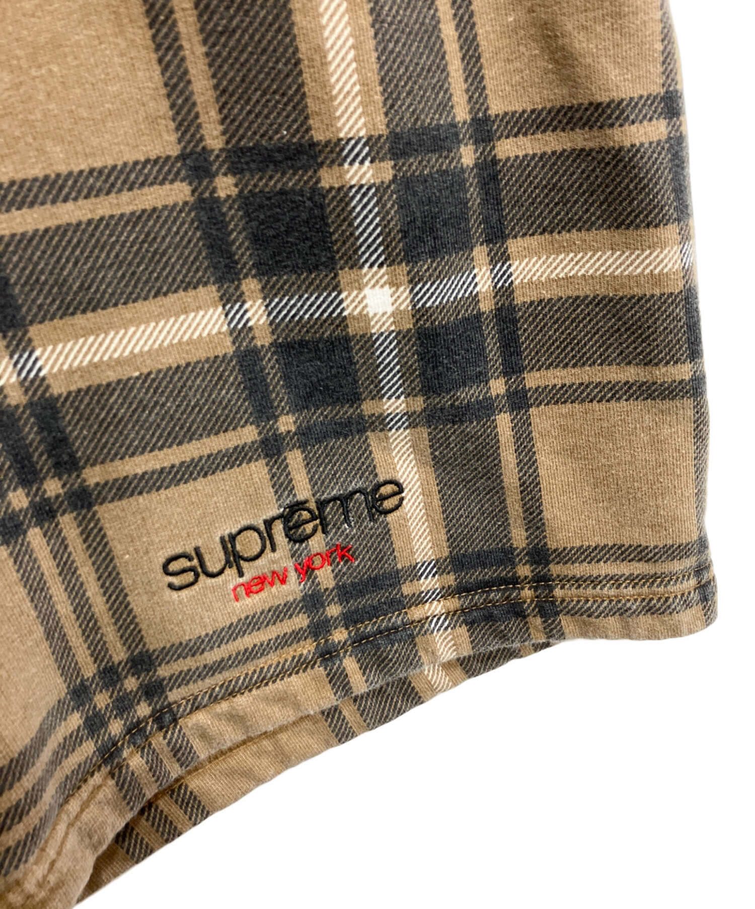 中古・古着通販】SUPREME (シュプリーム) Plaid Sweatshort ブラウン
