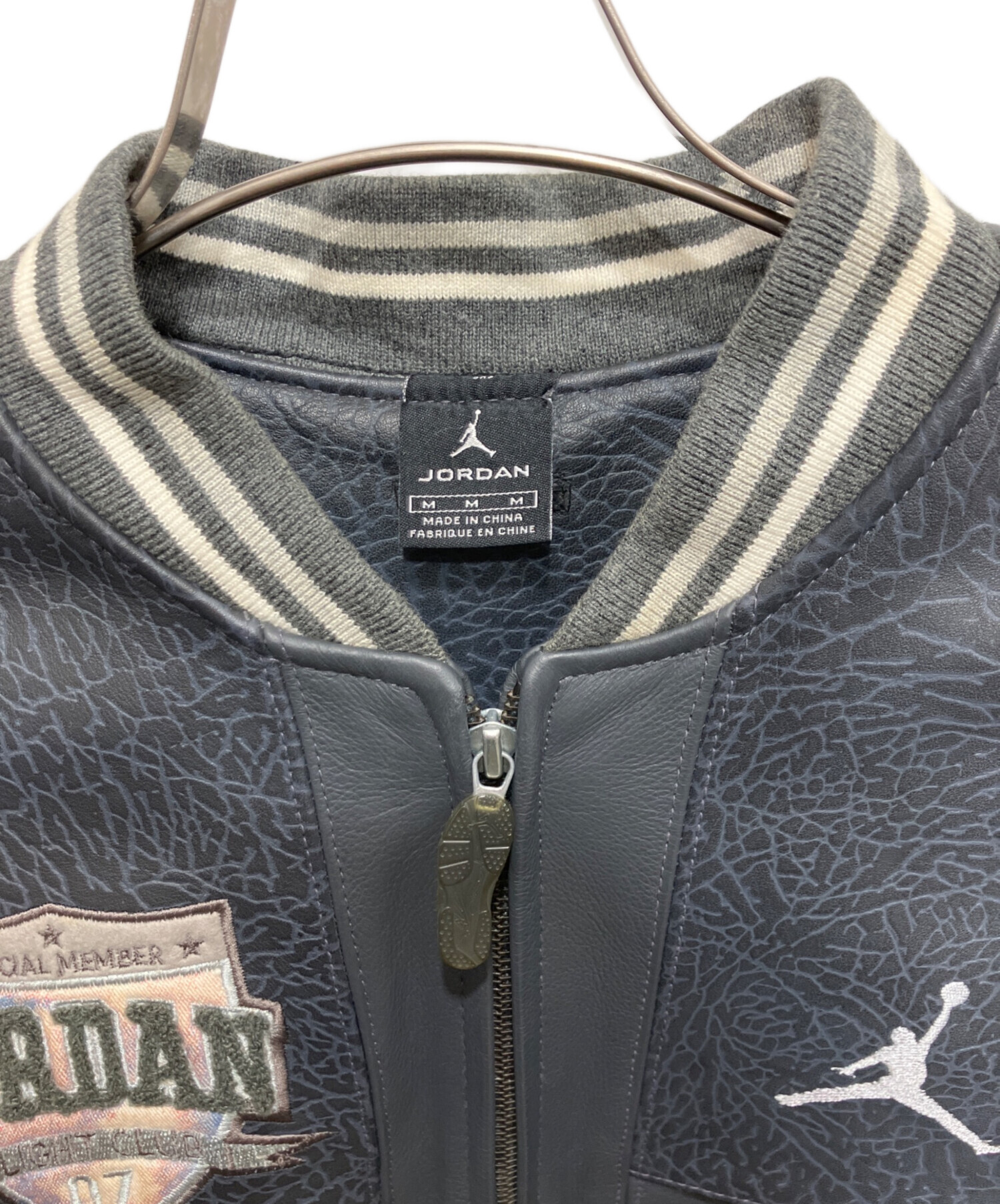 中古・古着通販】JORDAN (ジョーダン) レザースタジャン グレー サイズ