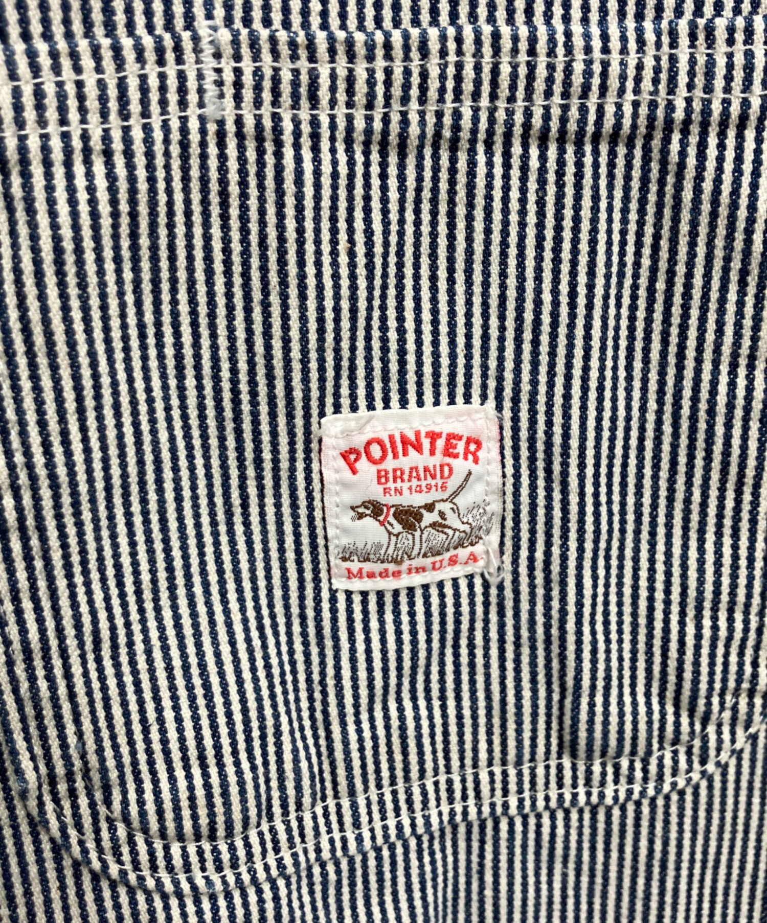 POINTER BRAND ヒッコリー カバーオール　アメリカ製　表記Sサイズ 中古・古着通販】Pointer (ポインター) ヒッコリーカバーオール ブルー