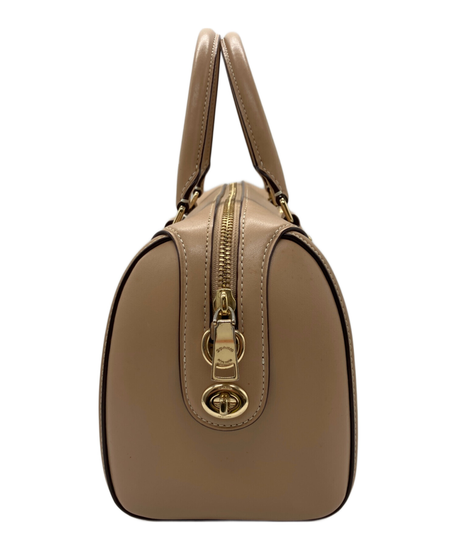 Coach ベージュトート バッグ　ボストンバッグ 中古・古着通販】COACH (コーチ) シグネチャーサッチェルミニボストン