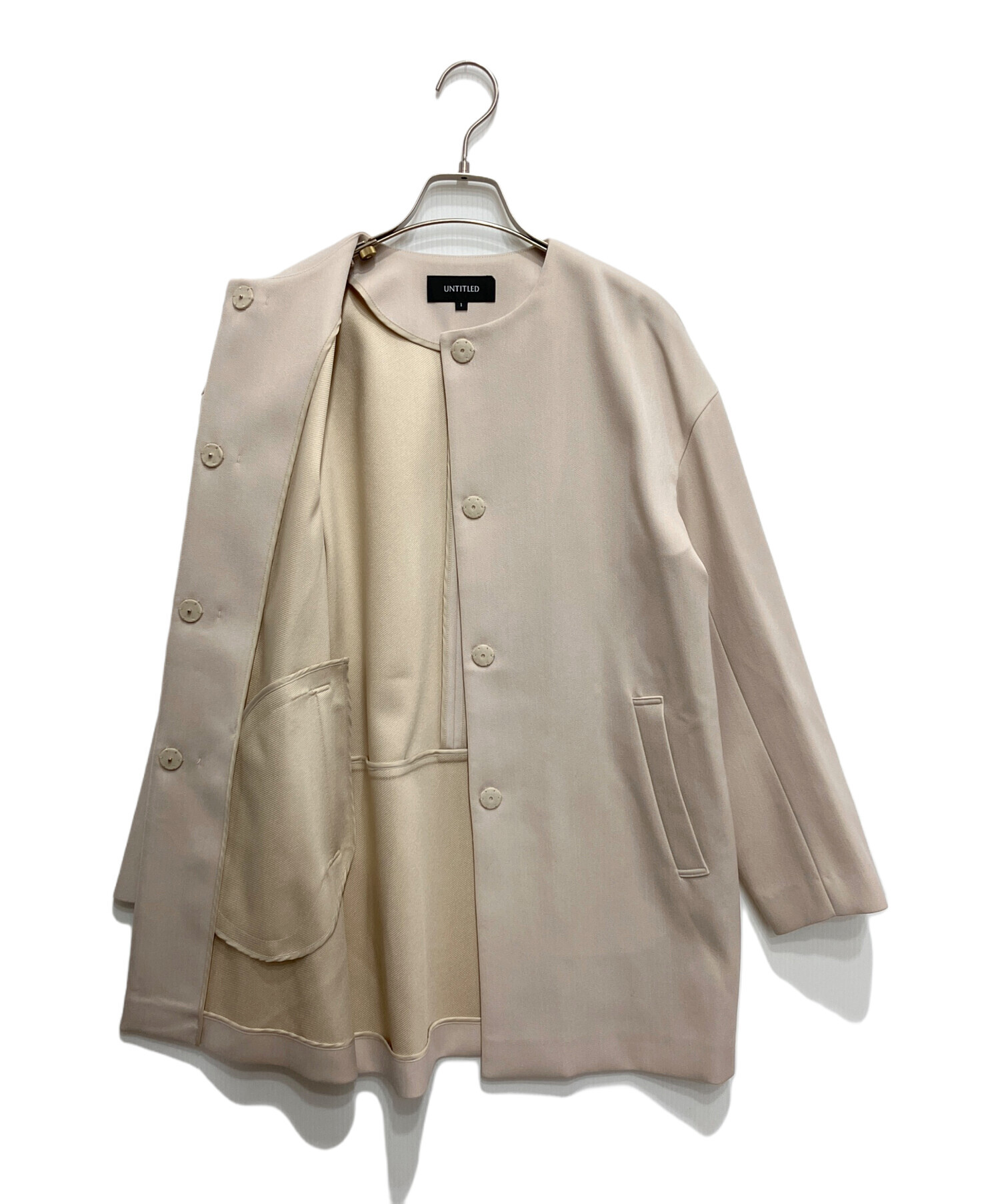 【新品未使用タグ付き】UNTITLED コート 01/S ベージュ ウール 中古・古着通販】UNTITLED (アンタイトル) ダブルクロスノーカラー