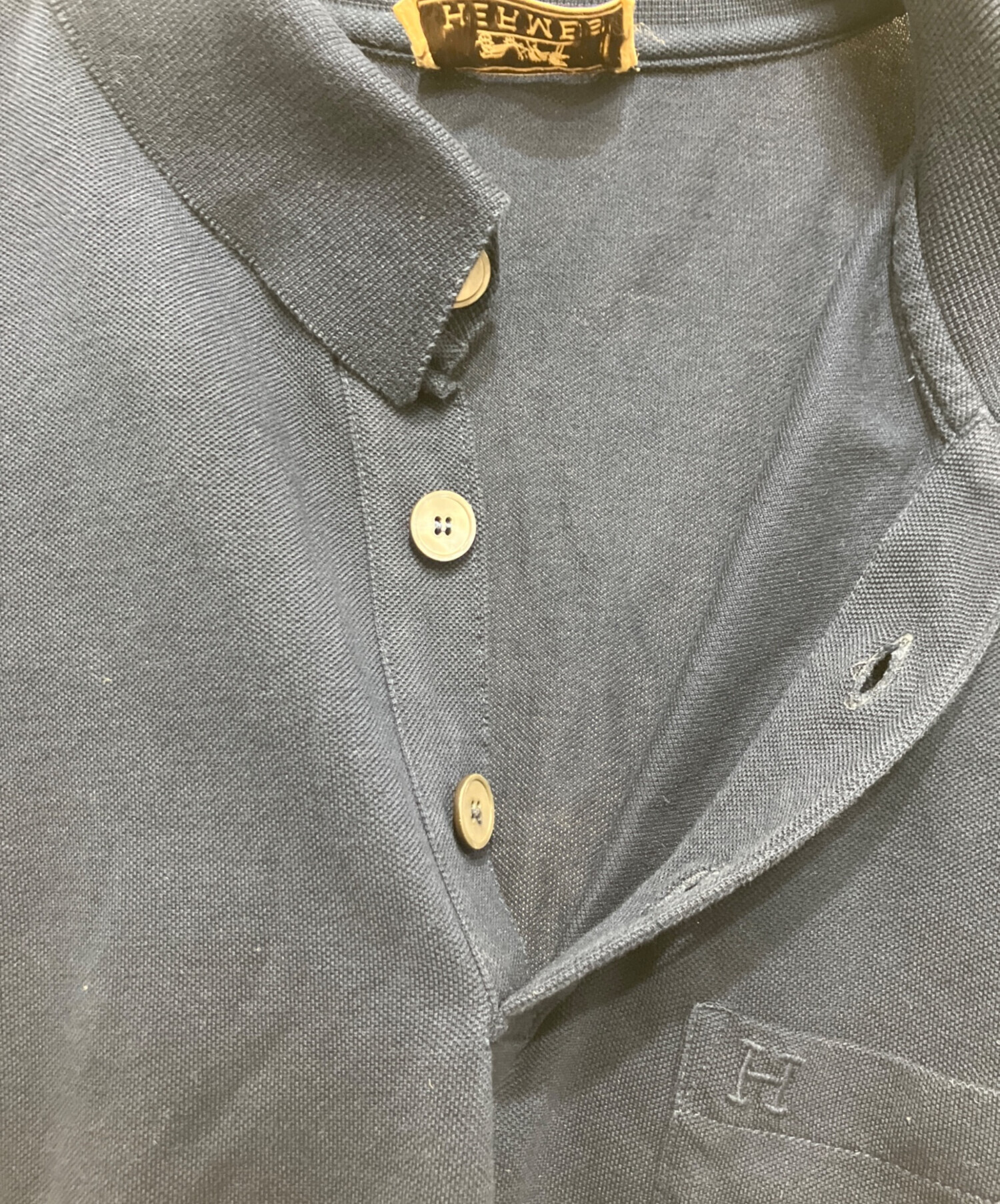 中古・古着通販】HERMES (エルメス) Hロゴポロシャツ ネイビー サイズ