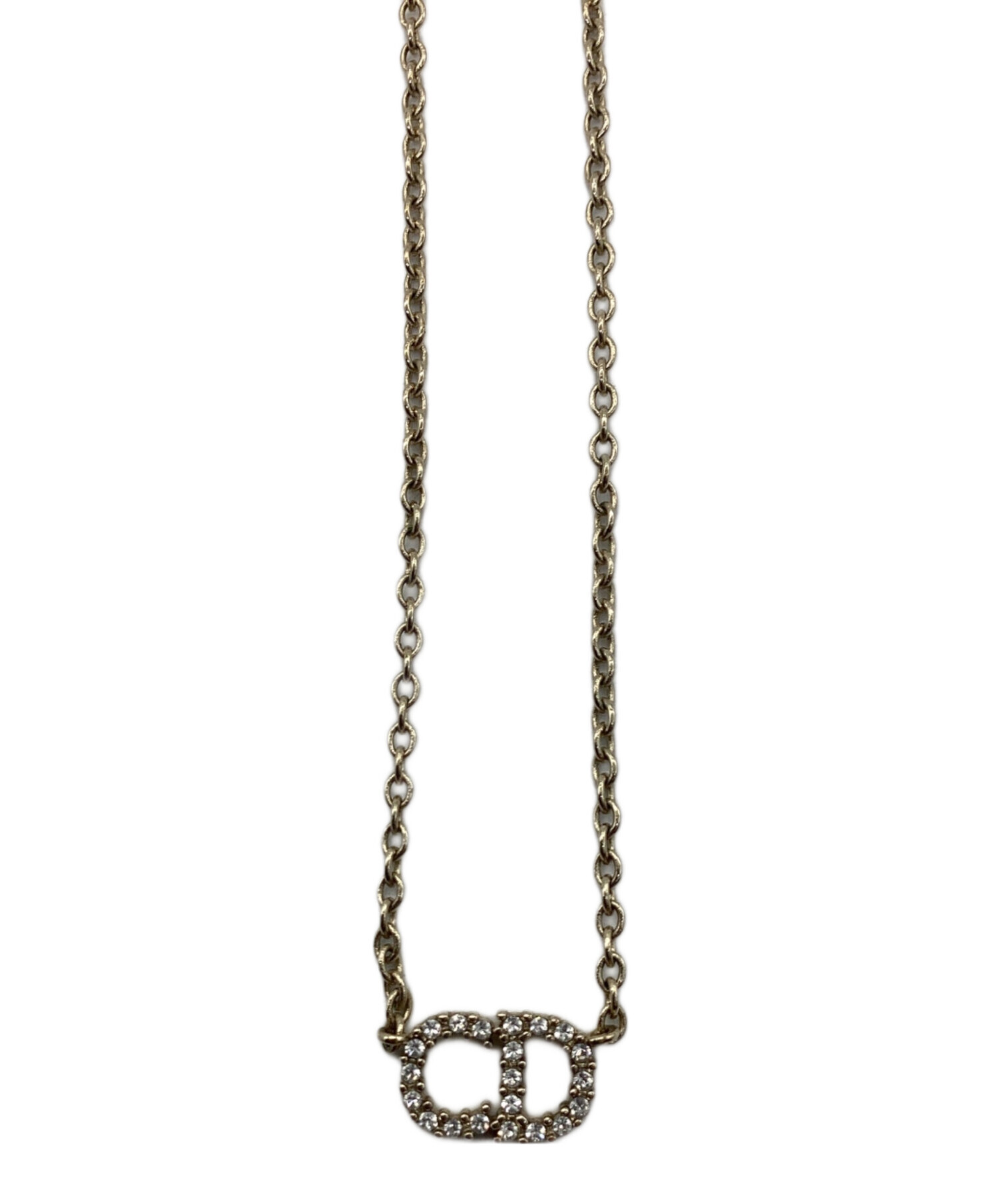 Dior ラインストーン ネックレス ゴールド 中古・古着通販】DIOR (ディオール) ラインストーンネックレス
