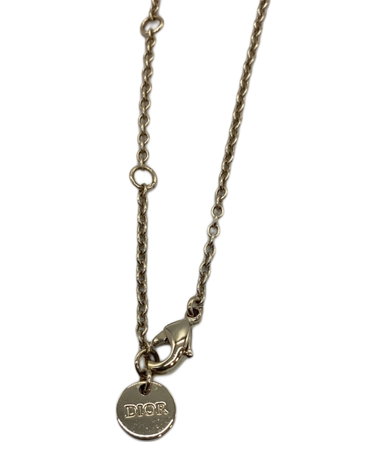 Dior ラインストーン ネックレス ゴールド 中古・古着通販】DIOR (ディオール) ラインストーンネックレス