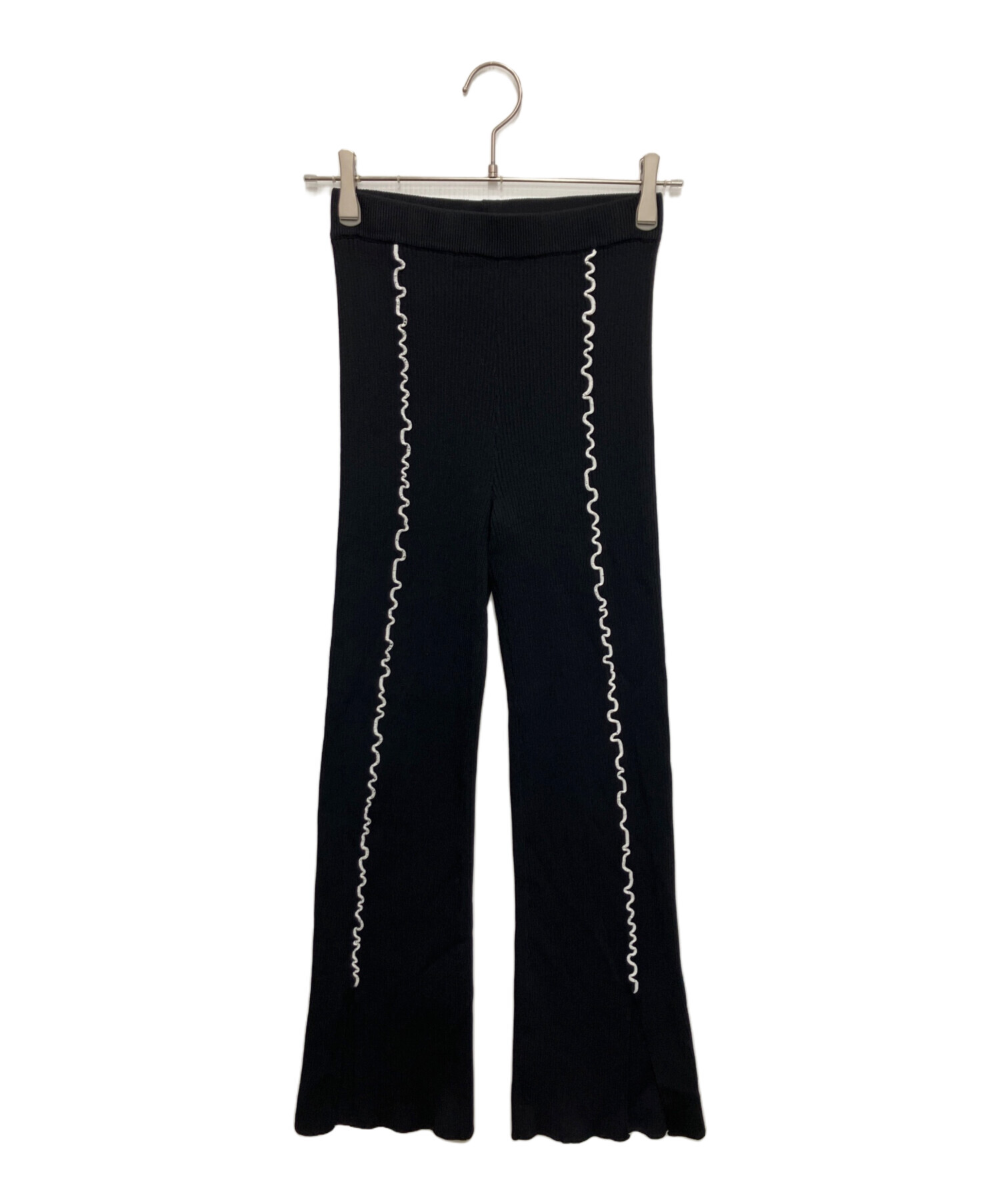 中古・古着通販】soduk (スドーク) リブニットパンツ ブラック サイズ