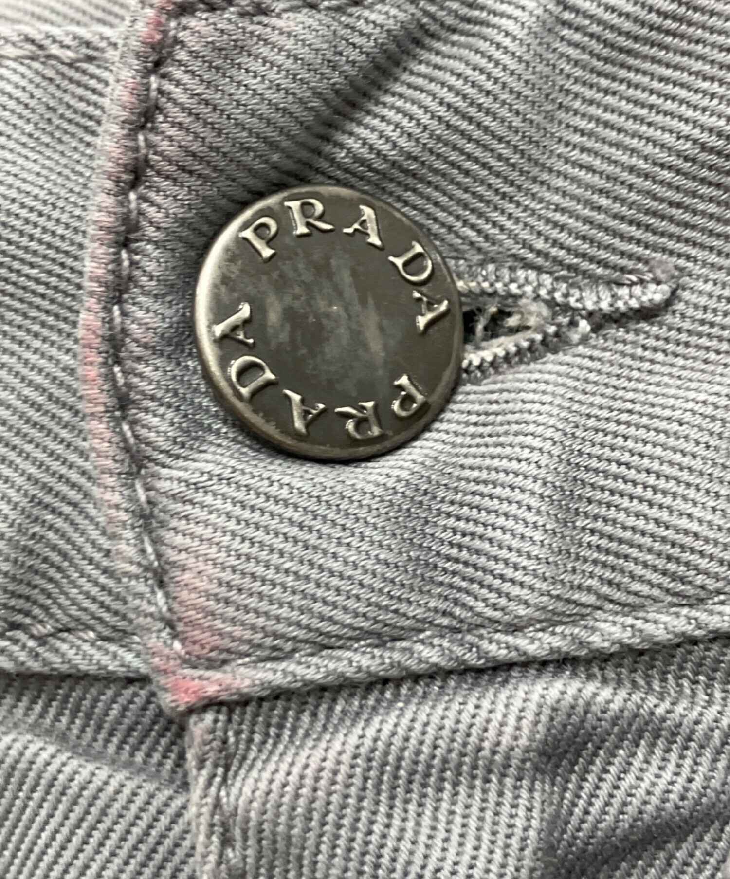 高級感◆PRADA プラダ【M相当】デニムパンツ/ダメージ加工 アッシュグレー 中古・古着通販】PRADA (プラダ) スリムパンツ グレー サイズ: 81cm