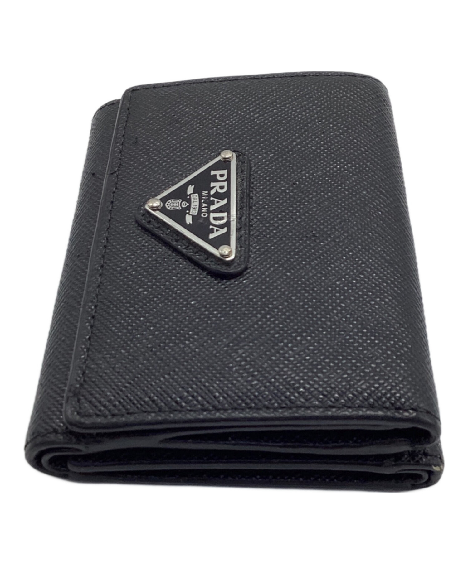 中古・古着通販】PRADA (プラダ) サフィアーノ3つ折り財布 ブラック