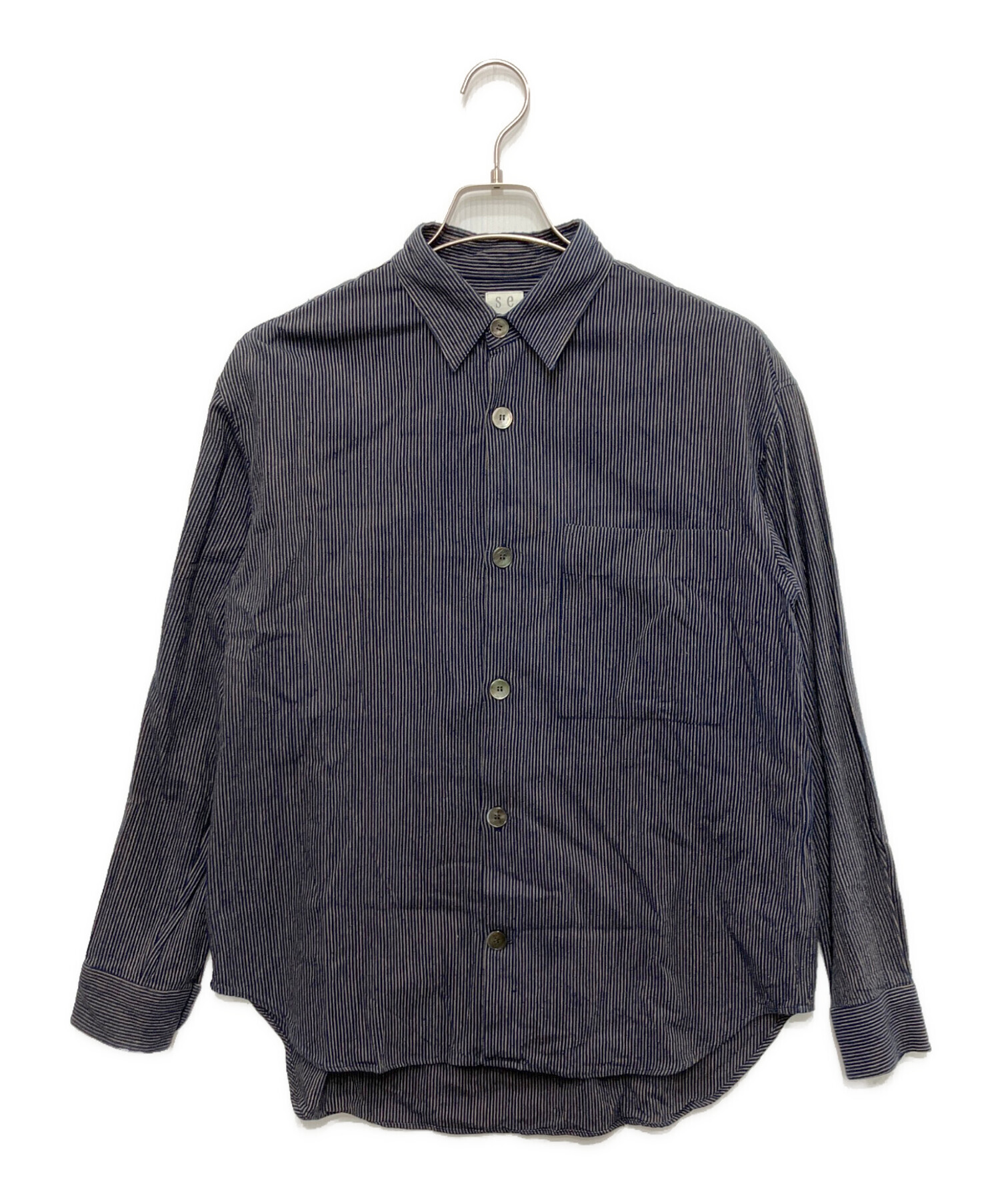中古・古着通販】seya. (セヤ) ストライプシャツ ネイビー サイズ:1
