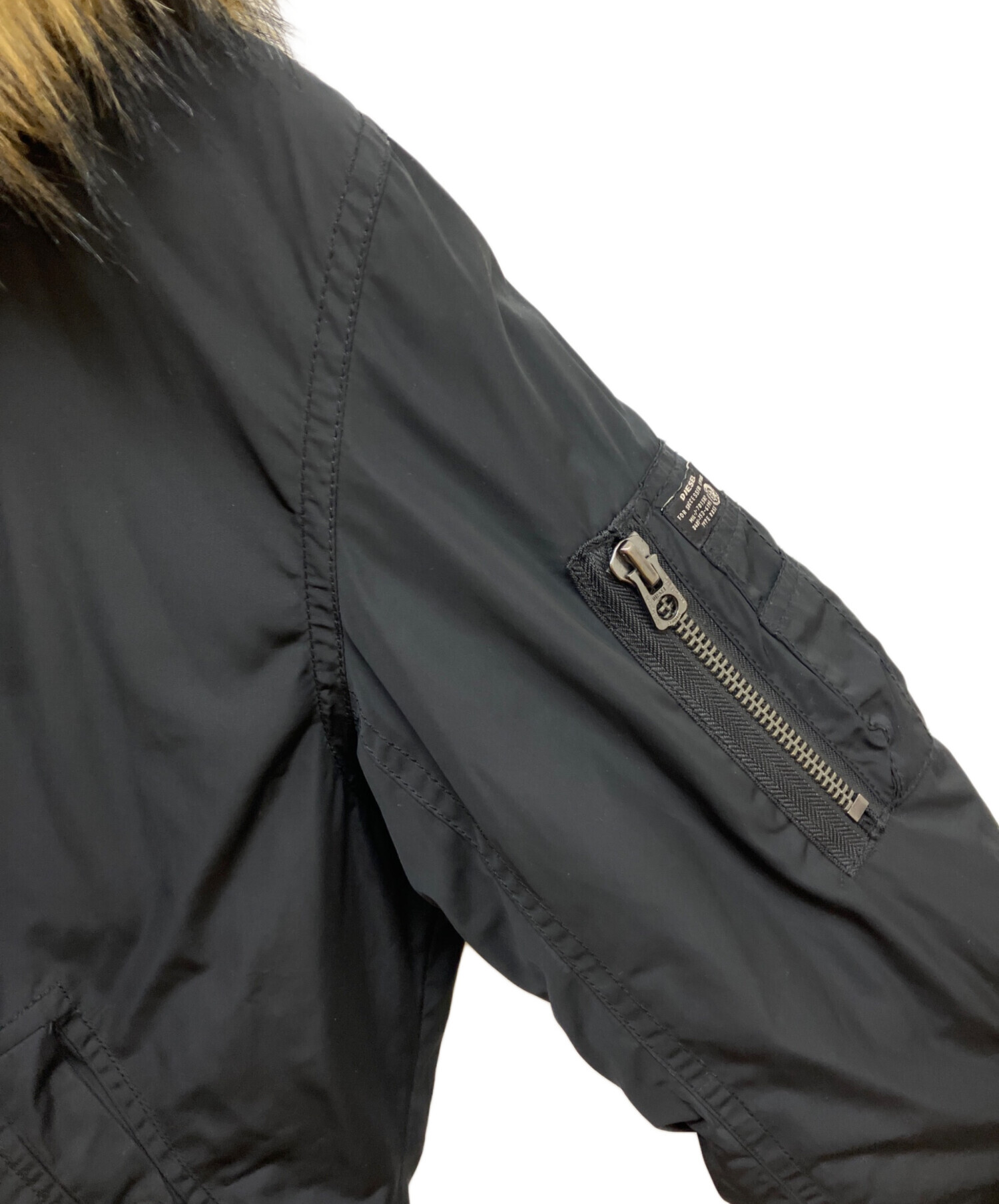 【美品・超希少】DIESEL ディーゼルN-2B フライトジャケット　ブラック 中古・古着通販】DIESEL (ディーゼル) N-2Bジャケット ブラック サイズ