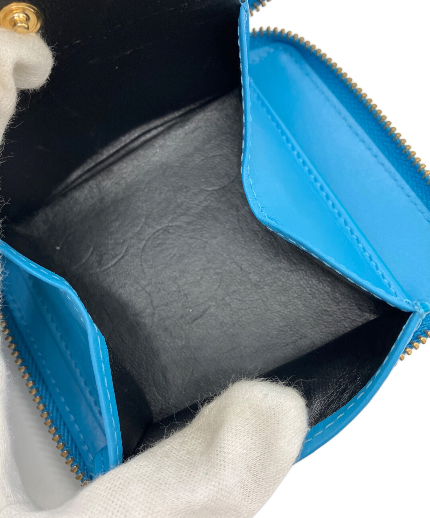 コムデギャルソン 青色レザー二つ折り財布 中古・古着通販】COMME des GARCONS (コムデギャルソン) 2つ折り財布