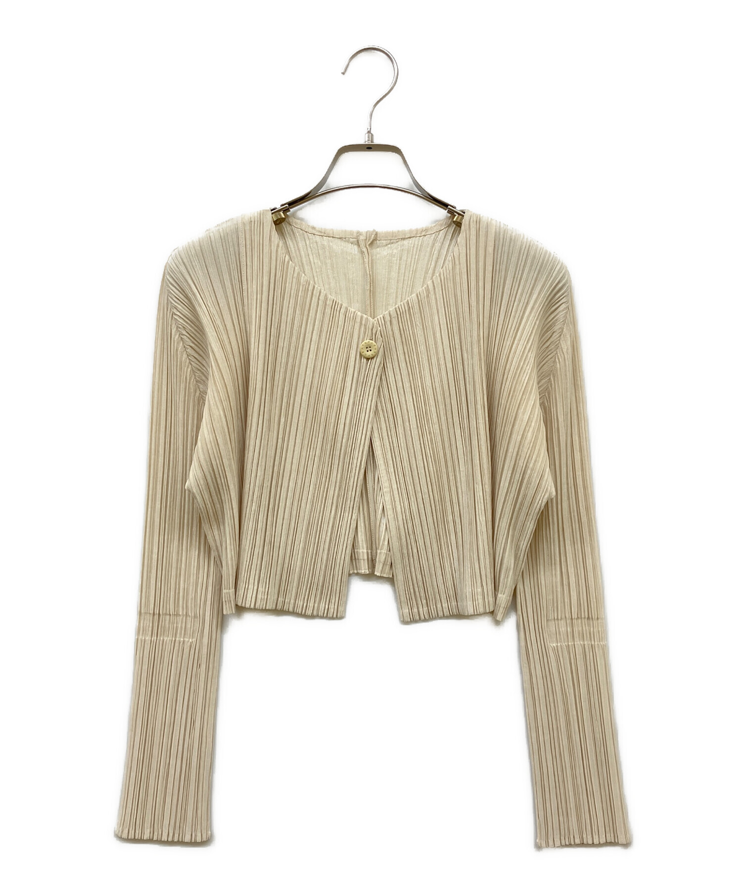 PLEATS PLEASE プリーツ カーディガン ジャケット　グレージュ系 中古・古着通販】PLEATS PLEASE (プリーツプリーズ) プリーツ