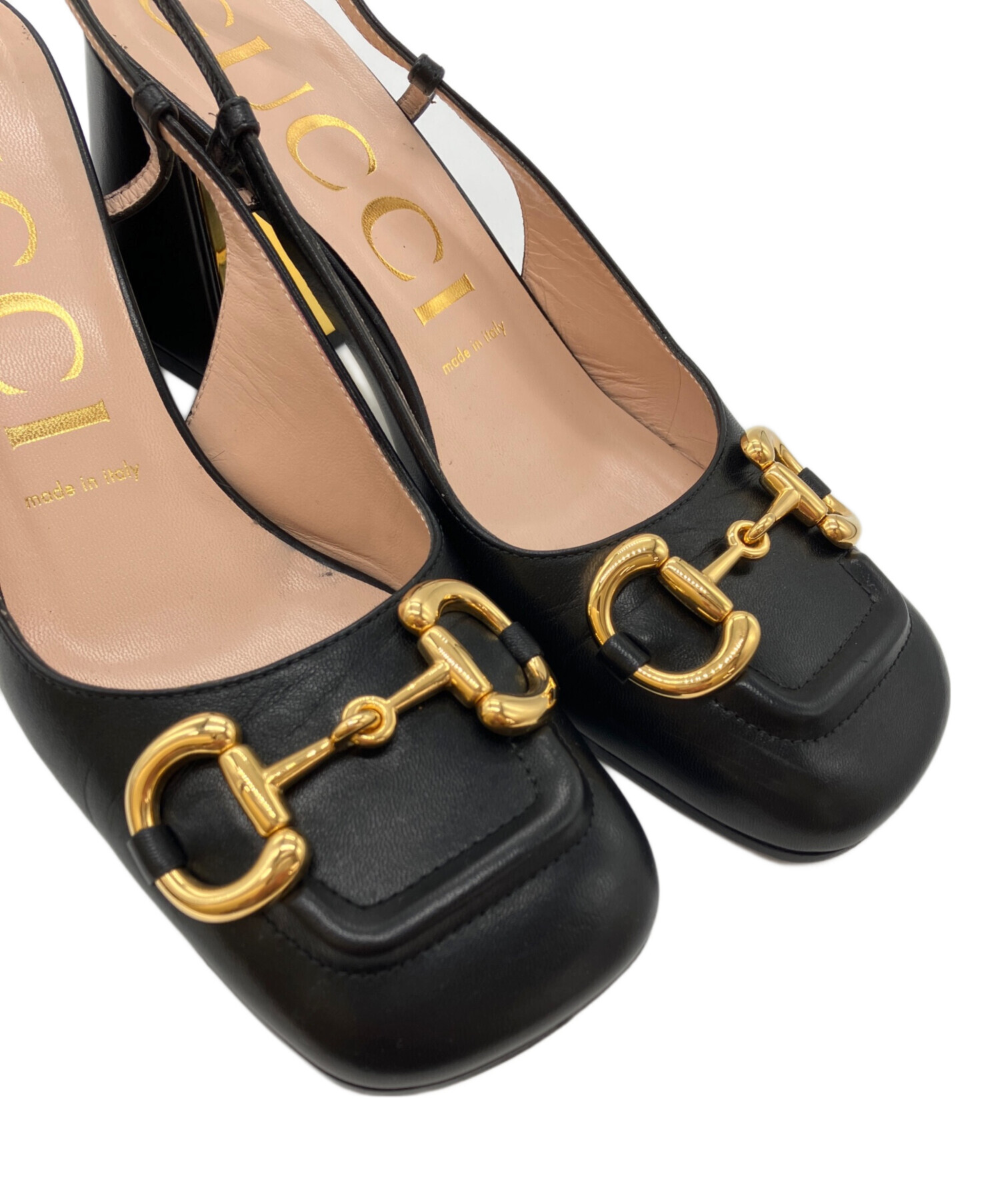 GUCCIグッチ スクエアトゥ ホースビット パンプス ブラック37C エナメル 中古・古着通販】GUCCI (グッチ) ホースビットスクエアトゥパンプス