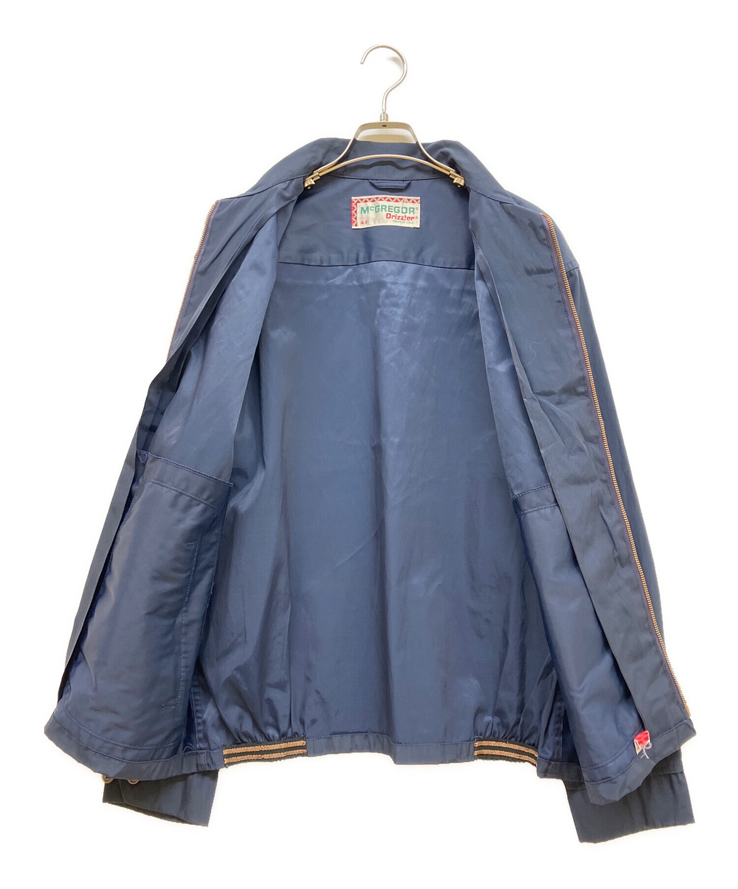 ドリズラージャケット裏地タータンチェック　G9 McGREGOR ネイビー レーヨン コットン 撥水 「Cravenette」 McGREGOR USA製 60s 古着 ジャケット・アウター