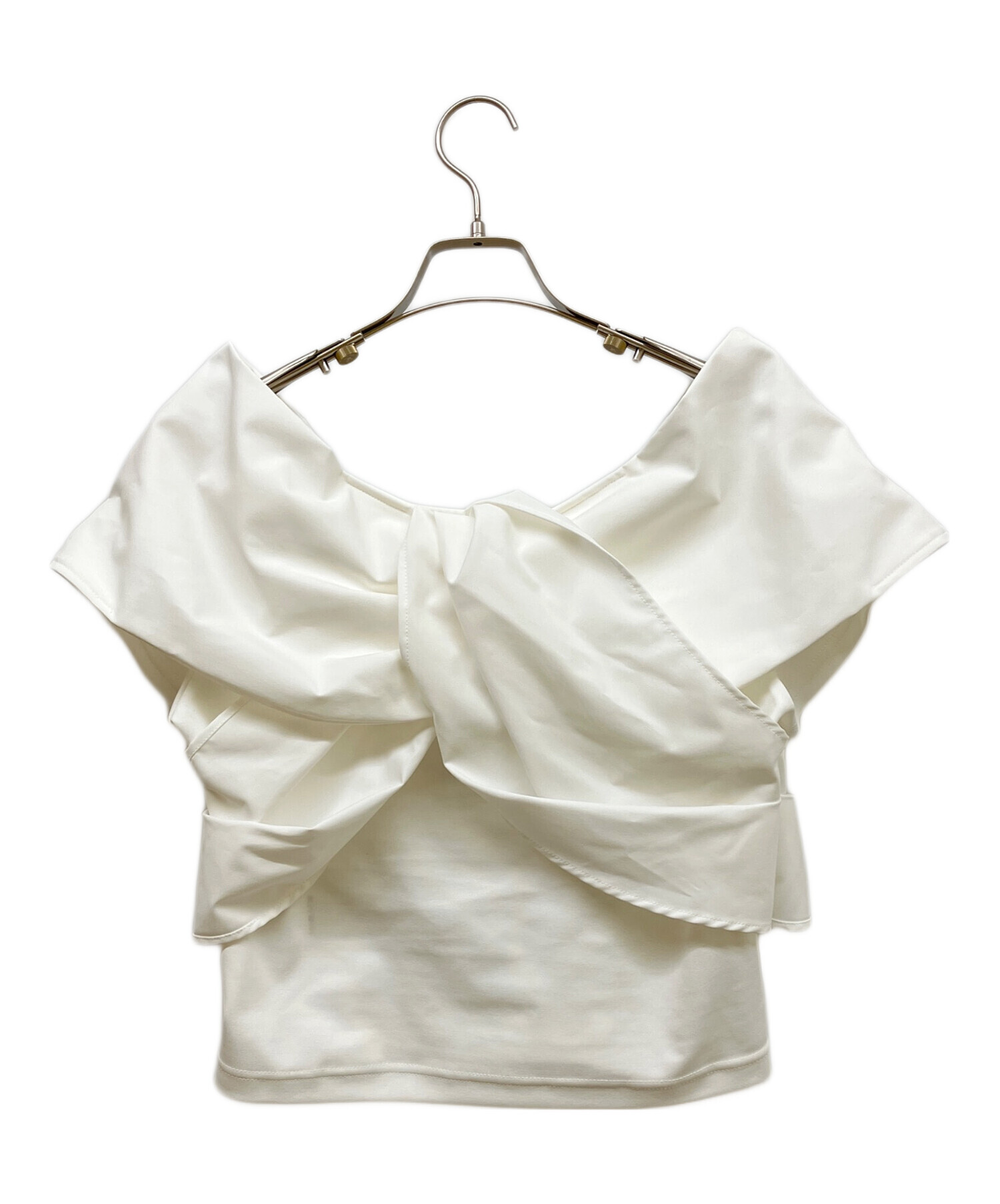 Cygne リボンオフショルトップス Paniel ホワイト 中古・古着通販】cygne (シーニュ) リボンオフショルトップス Paniel
