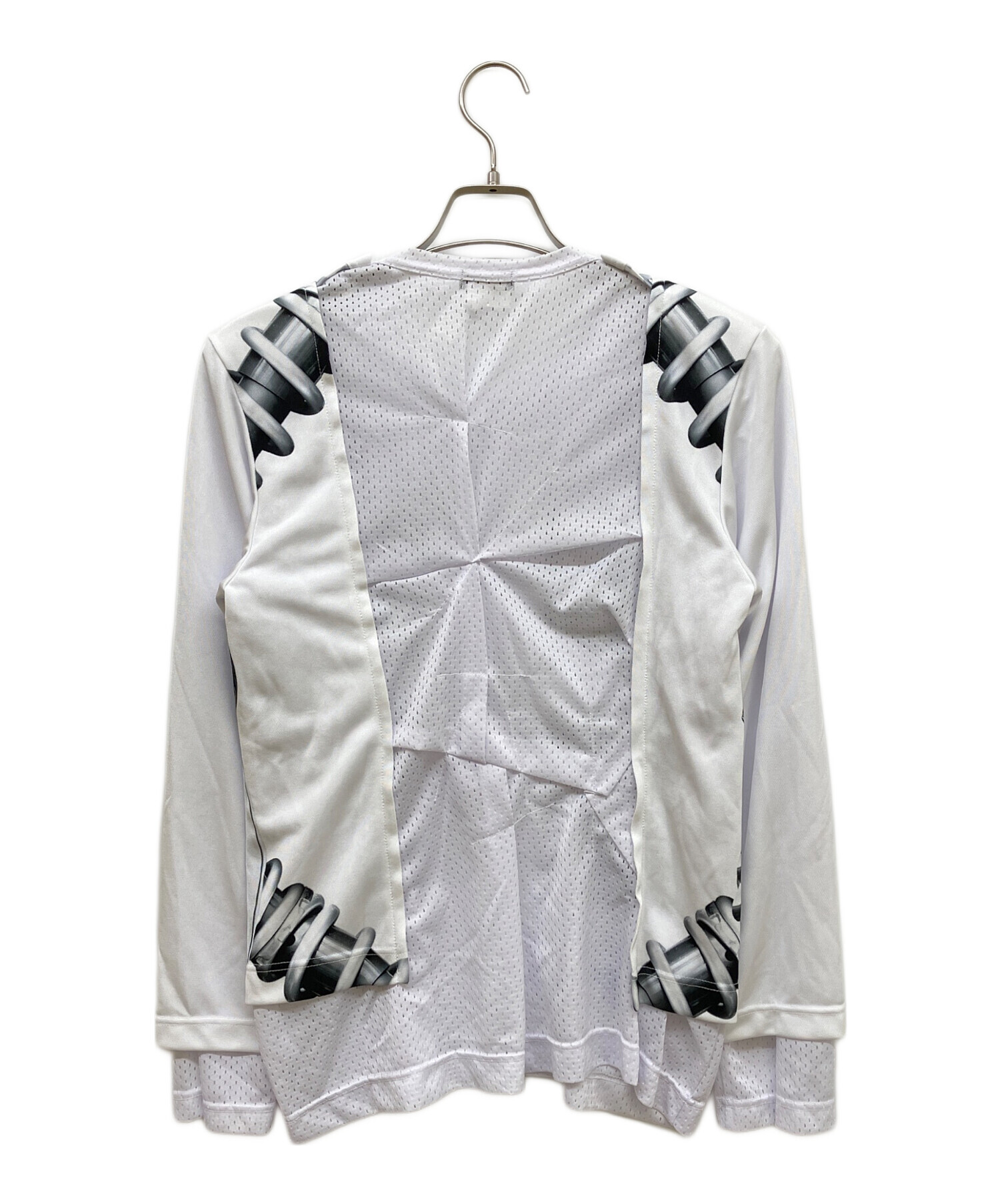 コムデギャルソンオムプリュス ロンT グレー ホワイト ボーダー コットン100 中古・古着通販】COMME des GARCONS HOMME PLUS (コムデギャルソンオム
