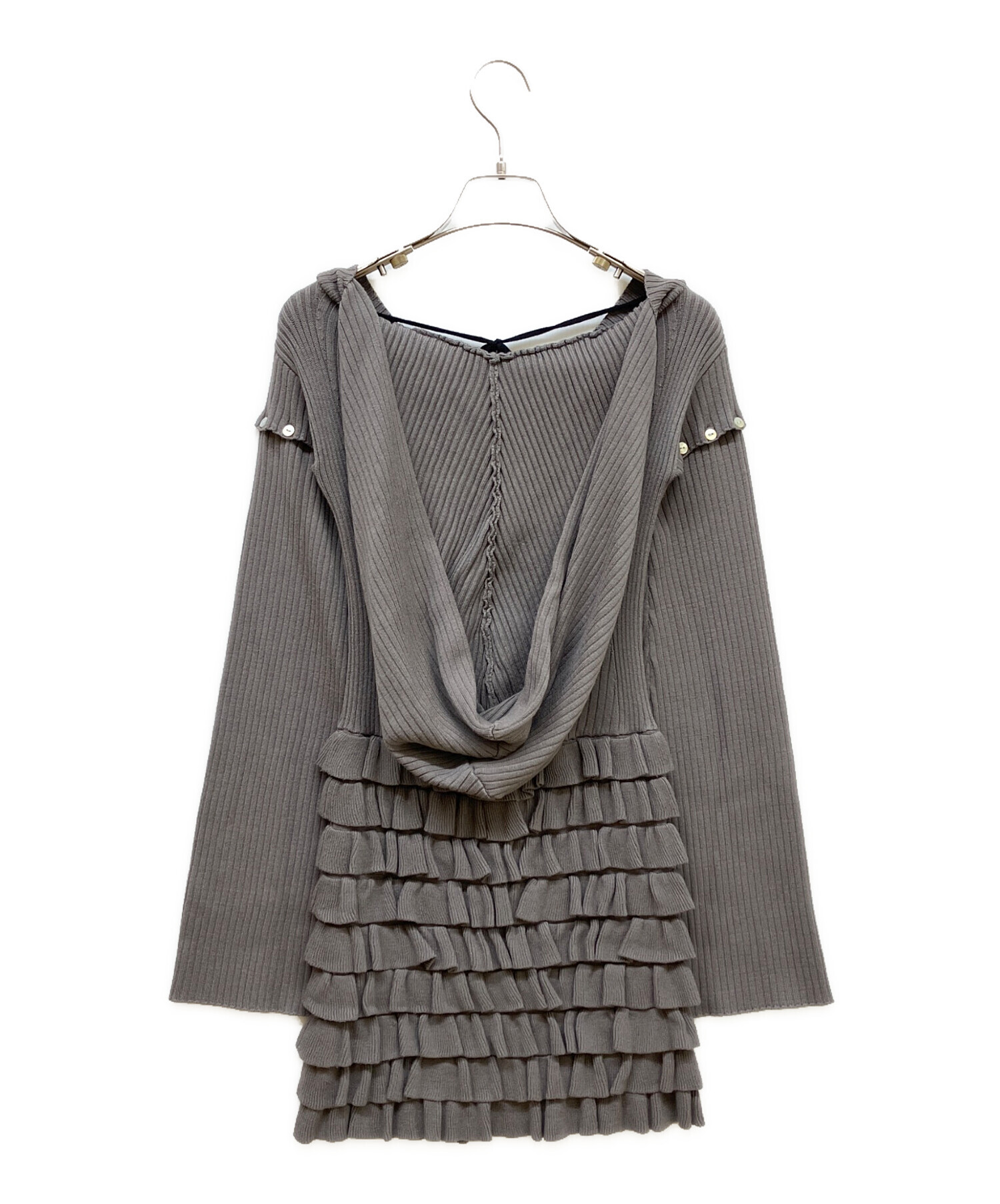 amerge アメルジュ marine tie onepiece グレー 中古・古着通販】amerge. (アメルジュ) foodie frill ribbon onepiece