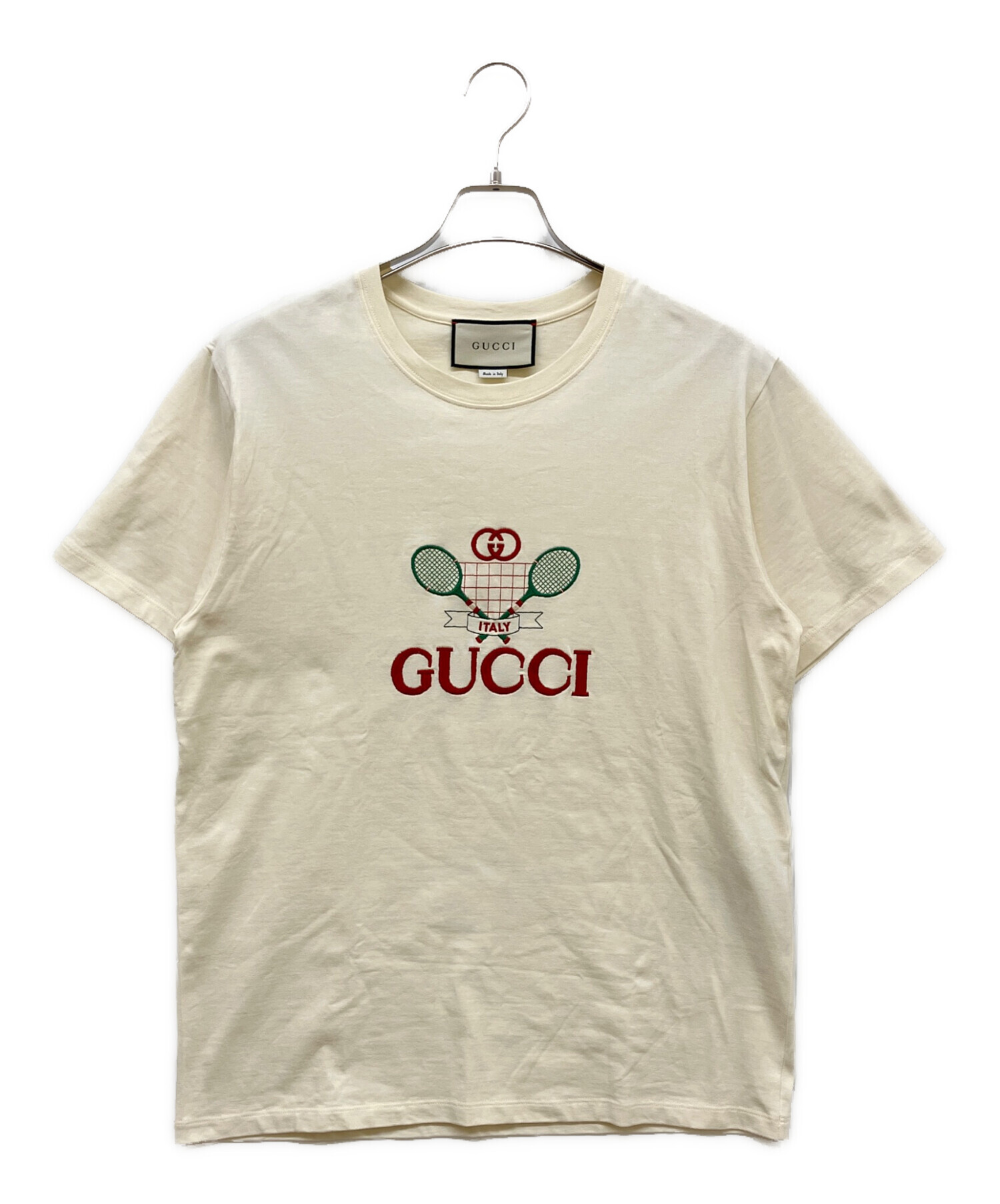 GUCCI グッチ Tシャツ・カットソー F アイボリー 【古着】【中古】 中古・古着通販】GUCCI (グッチ) Tシャツ ホワイ×レッド サイズ:36 未