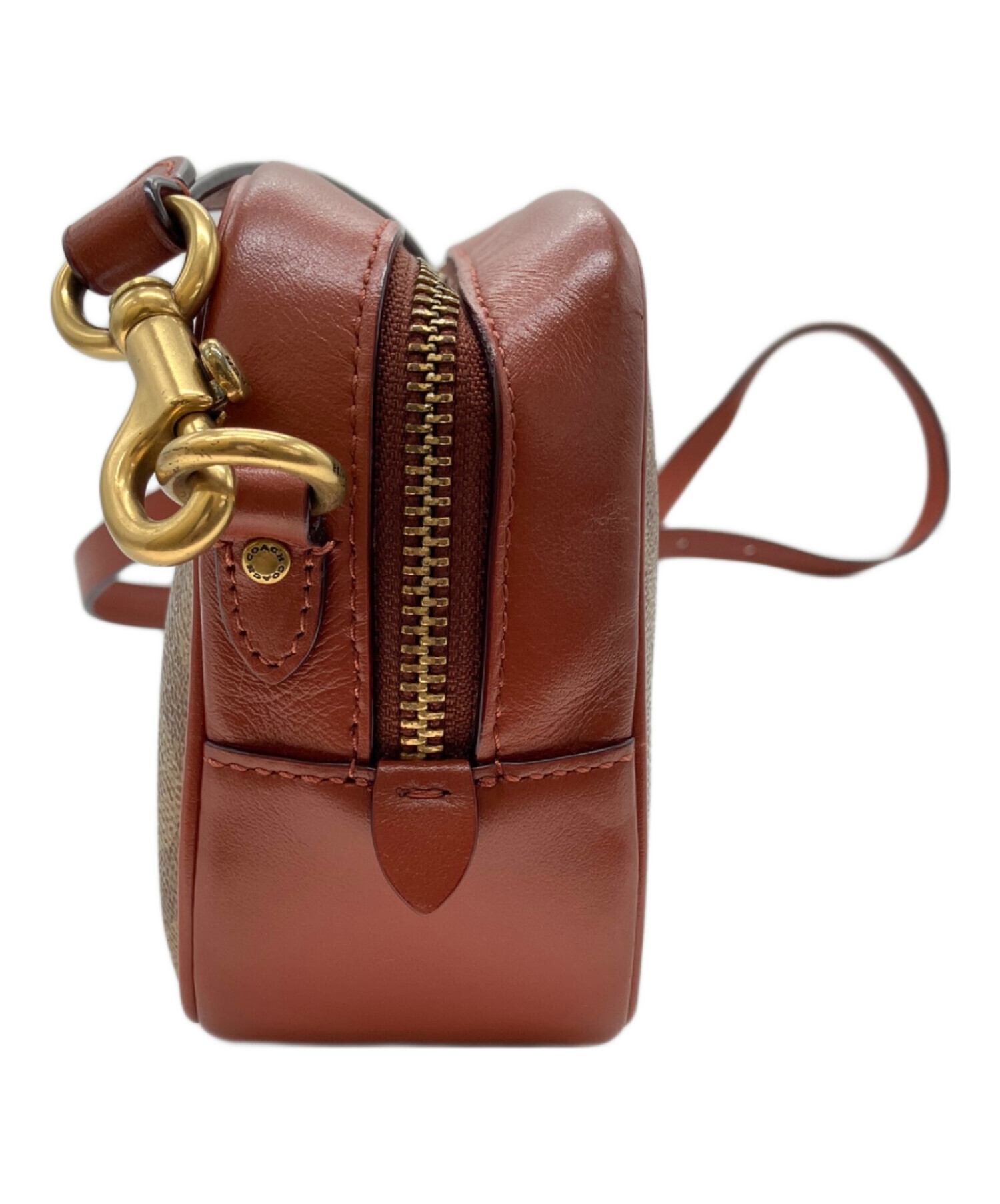 美品 COACH コーチ シグネチャー ハンドバッグ レザー ブラウン 中古・古着通販】COACH (コーチ) シグネチャー カメラバッグ ブラウン
