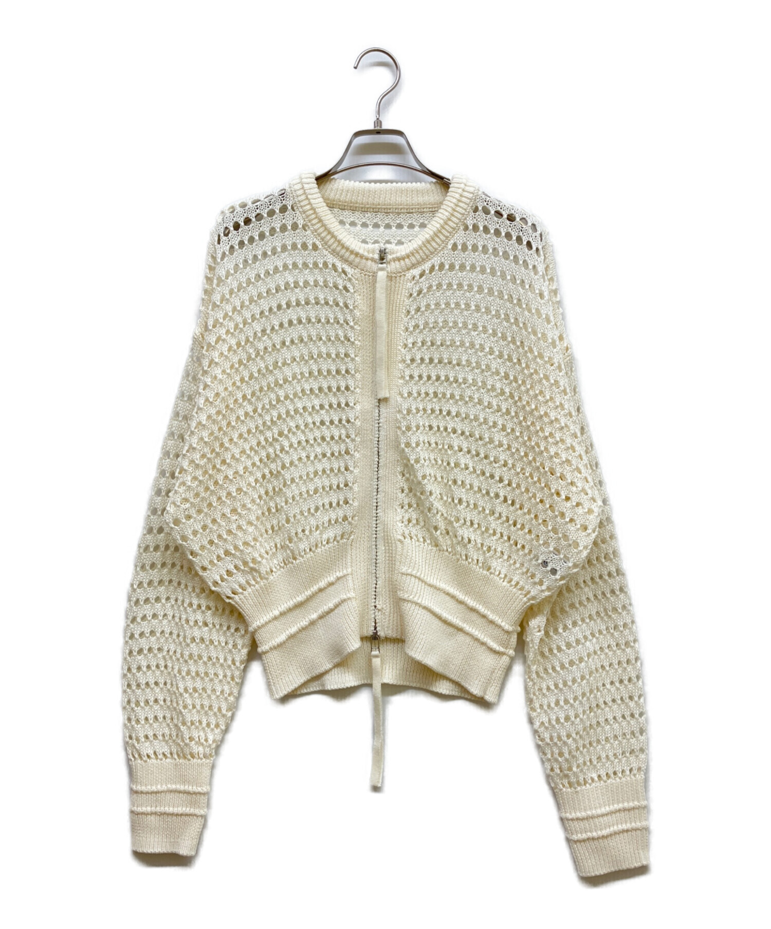 ［良品］ADAM ET ROPE フリンジニットブルゾン アイボリー F 中古・古着通販】Adam et Rope (アダム エ ロペ) メッシュニット