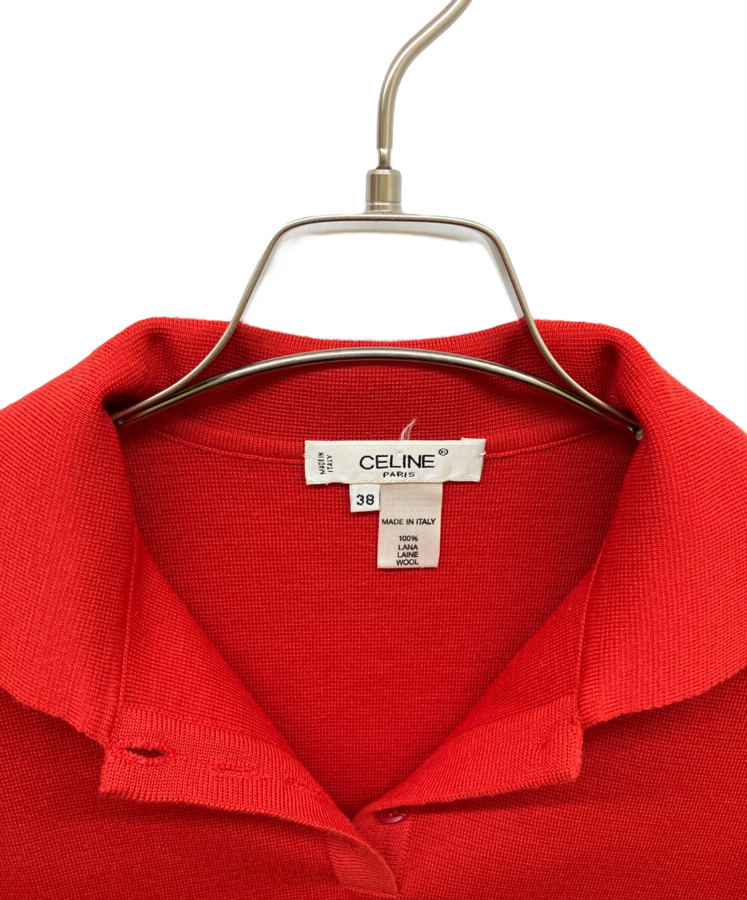 中古・古着通販】CELINE (セリーヌ) ニットポロシャツ レッド サイズ