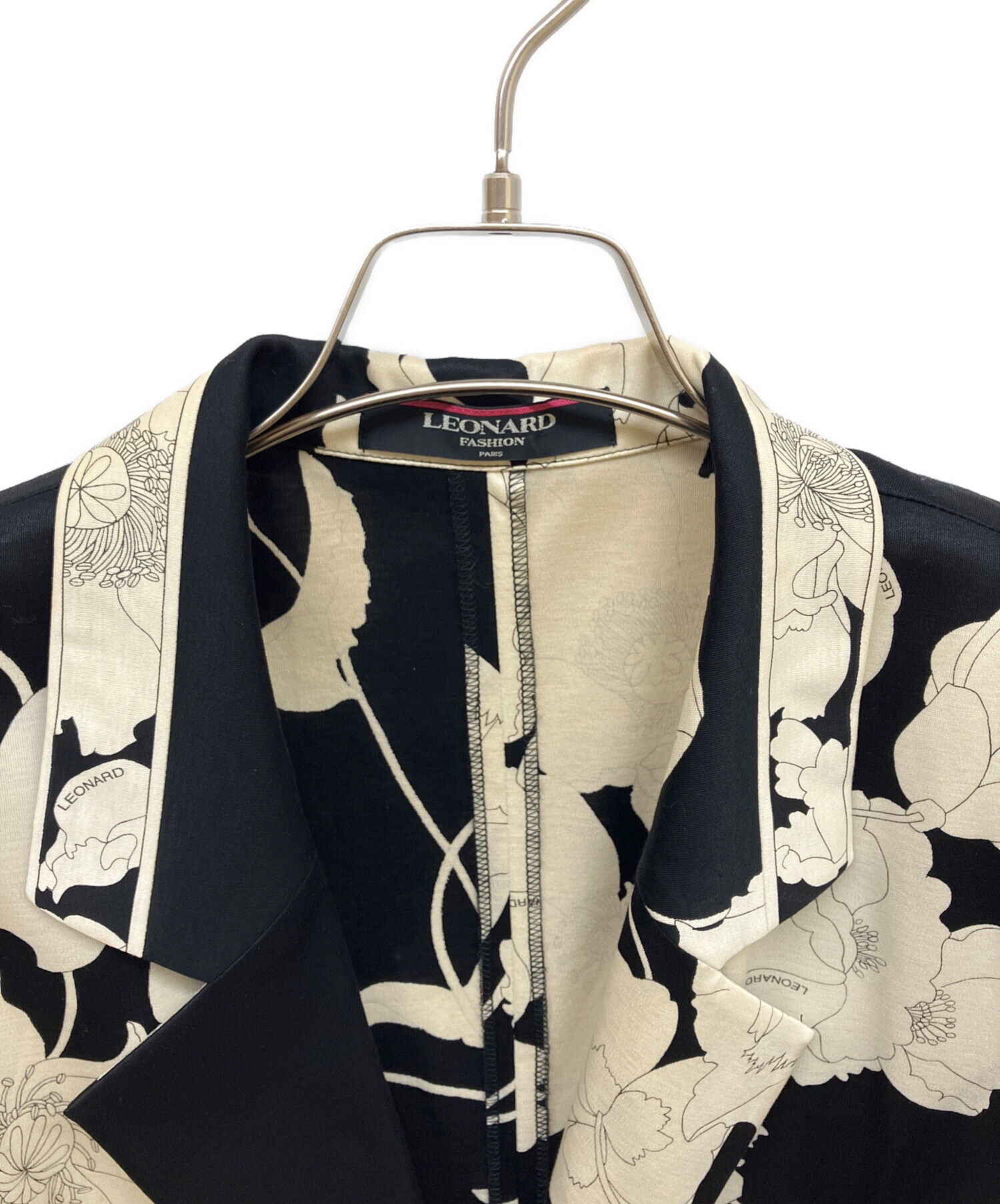 LEONARD レオナール ジャケット トリム リネン L 中古・古着通販】LEONARD FASHION (レオナールファッション