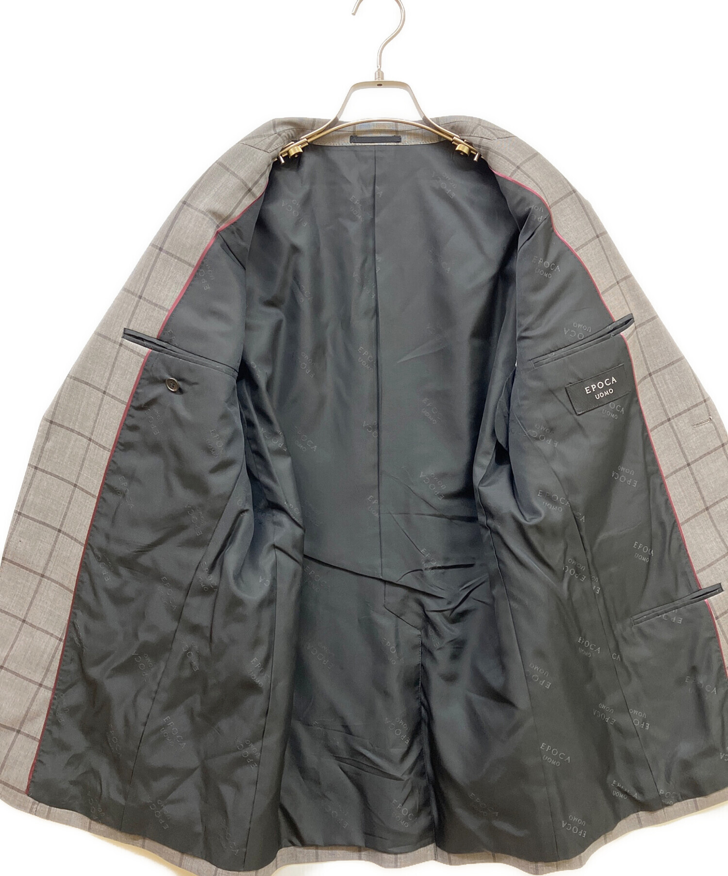 タグ付き未使用 エポカウォモ スーツ ウール シルク サイズ44 S グレー 中古・古着通販】EPOCA UOMO (エポカ ウォモ) セットアップスーツ