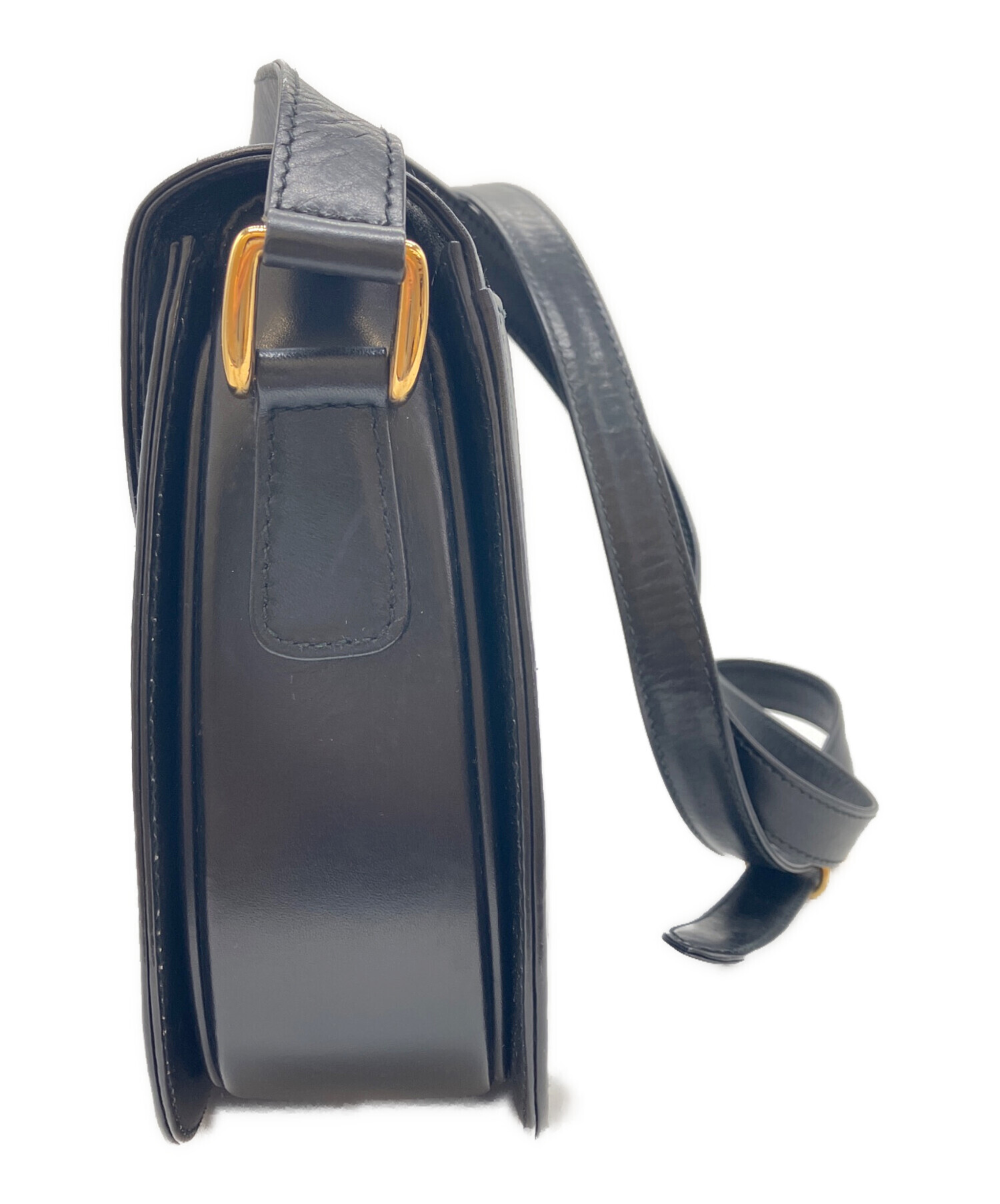 中古・古着通販】GUCCI (グッチ) レザーショルダーバッグ ブラック 