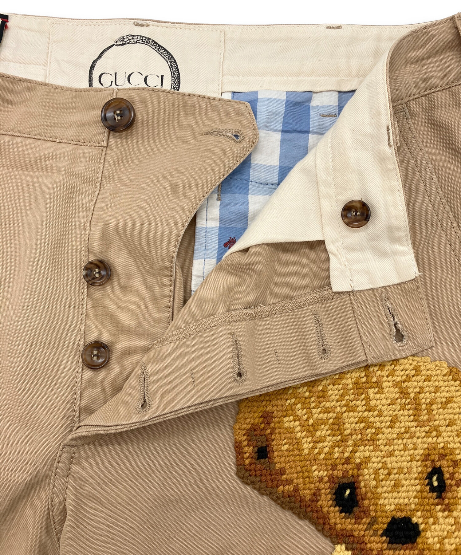 中古・古着通販】GUCCI (グッチ) エンブロイダリーコットンチノパン