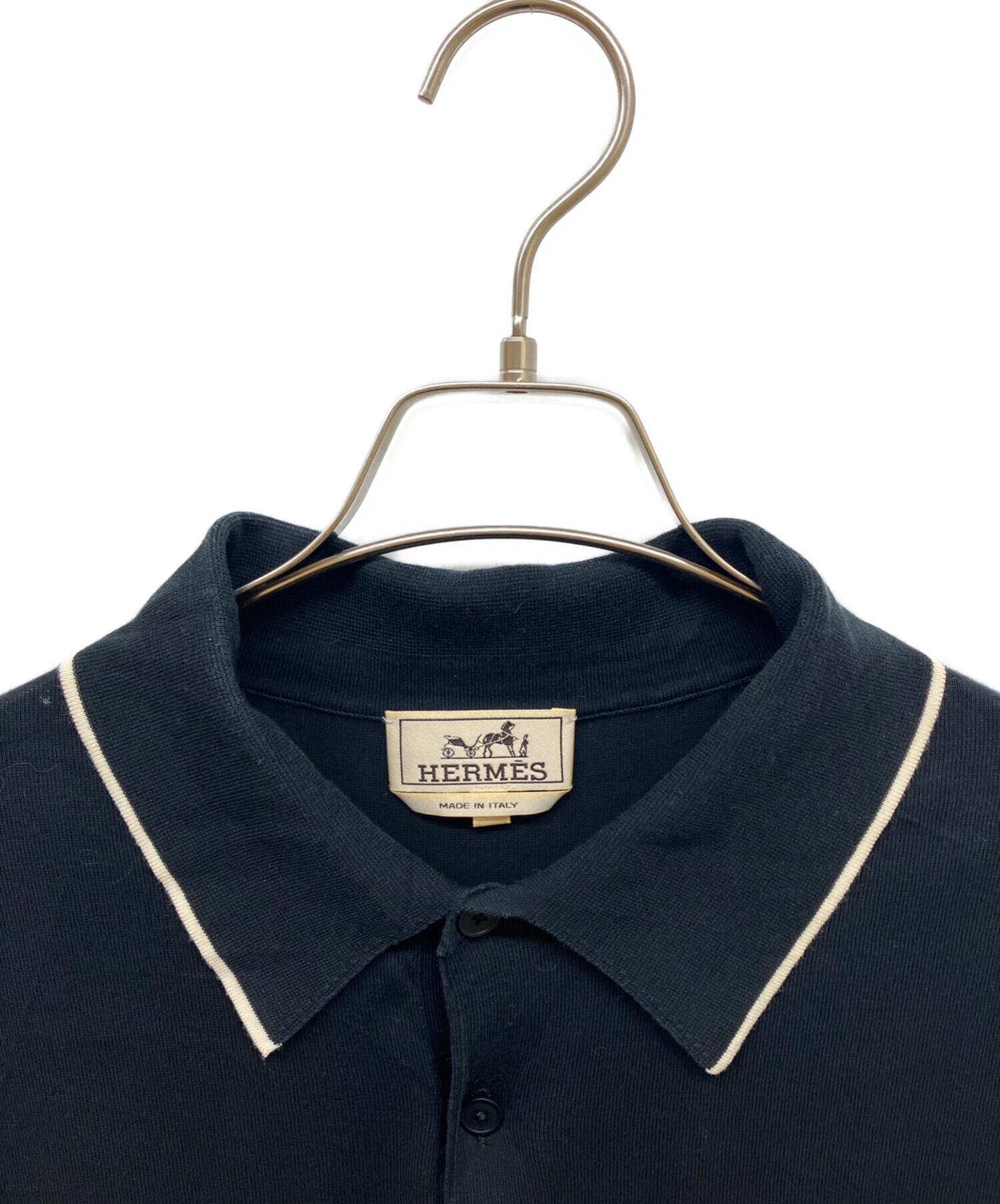 HERMES(エルメス) カシミア　ニットポロシャツ 中古・古着通販】HERMES (エルメス) ニットポロシャツ ブラック サイズ