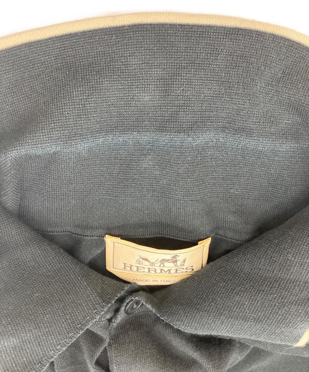 中古・古着通販】HERMES (エルメス) ニットポロシャツ ブラック サイズ