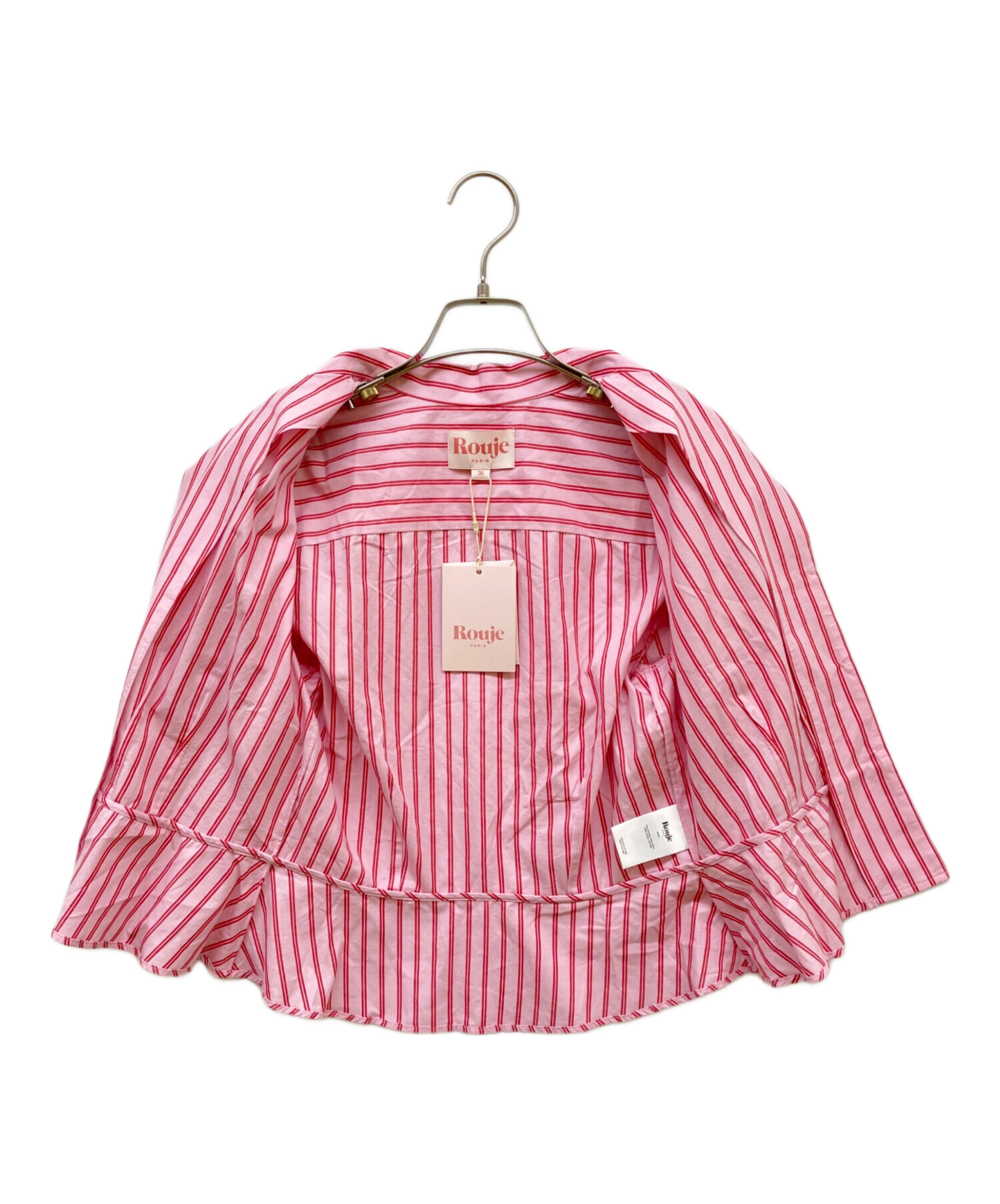 中古・古着通販】Rouje (ルージュ) パフスリーブオープンカラーシャツ 
