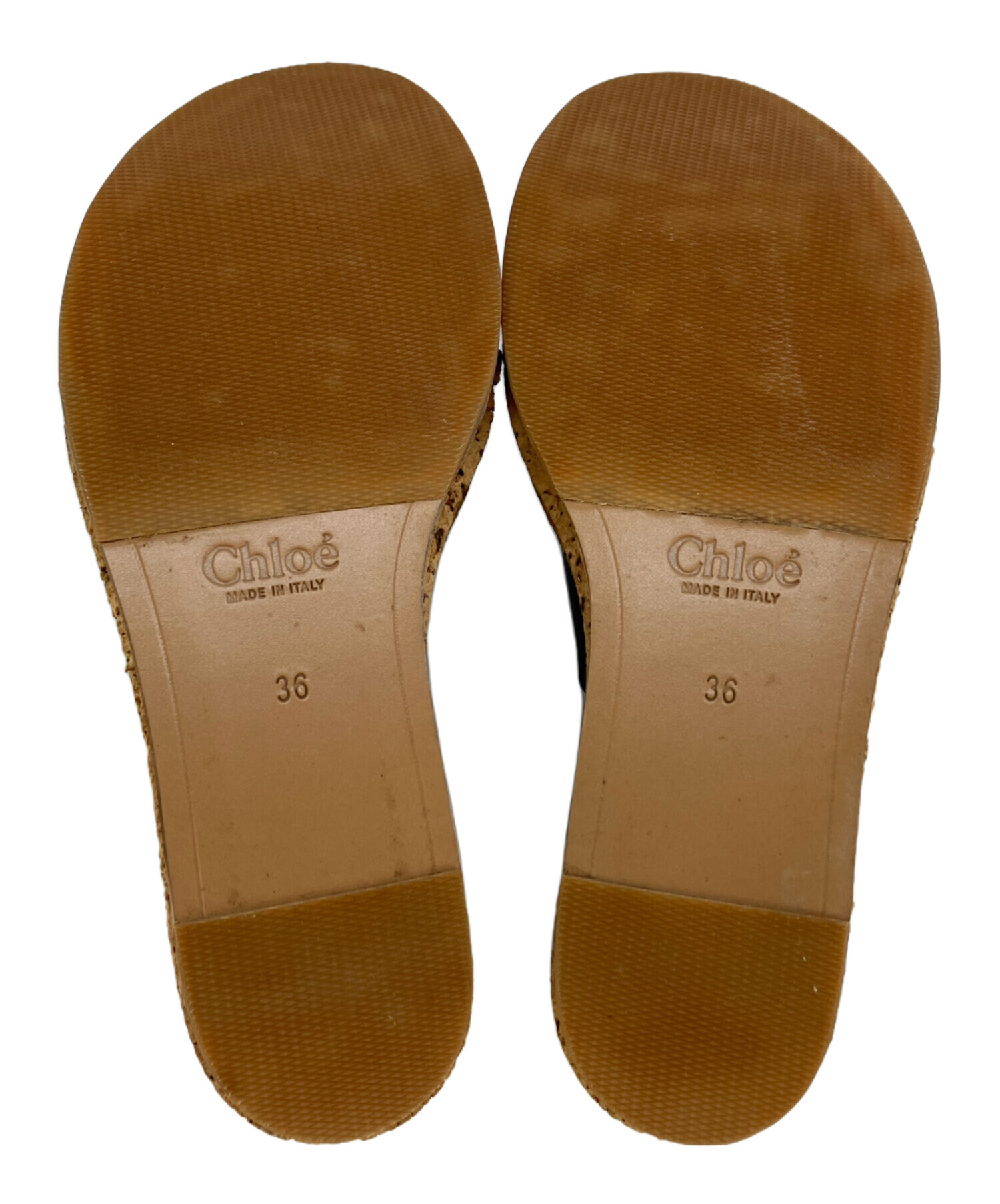 Chloé クロエ カミール コルク ウェッジソール サンダル ブラック 中古・古着通販】Chloe (クロエ) ウェッジソールサンダル ブラック