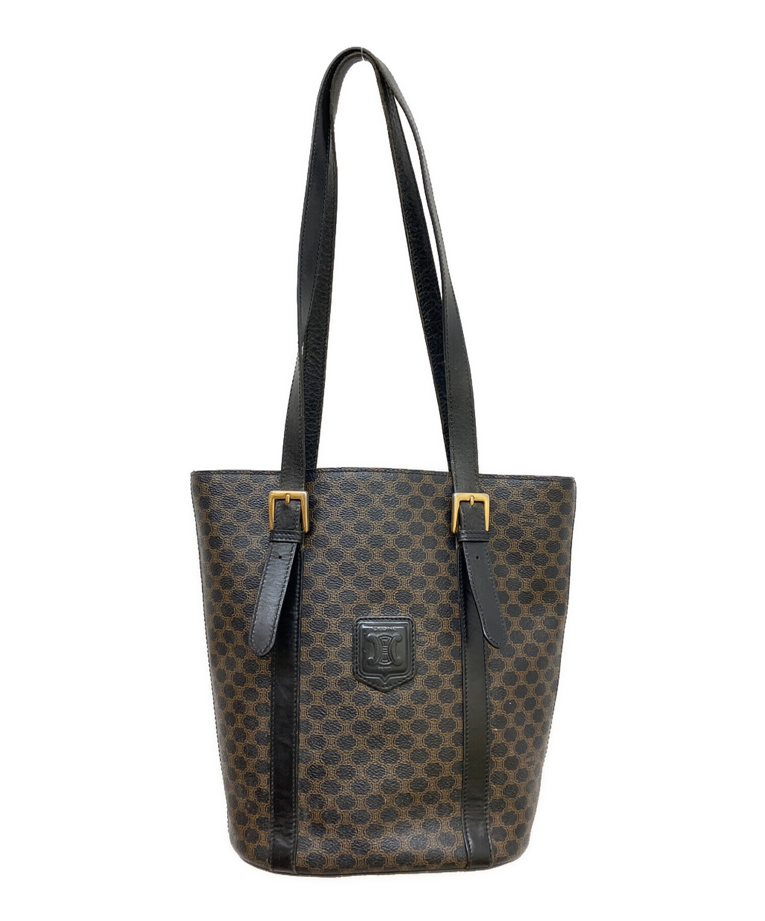 CELINE　マカダム柄ショルダートートバッグ　綺麗ですがカビ臭有り　　中古品 中古・古着通販】CELINE (セリーヌ) マカダム柄トートバッグ ブラウン