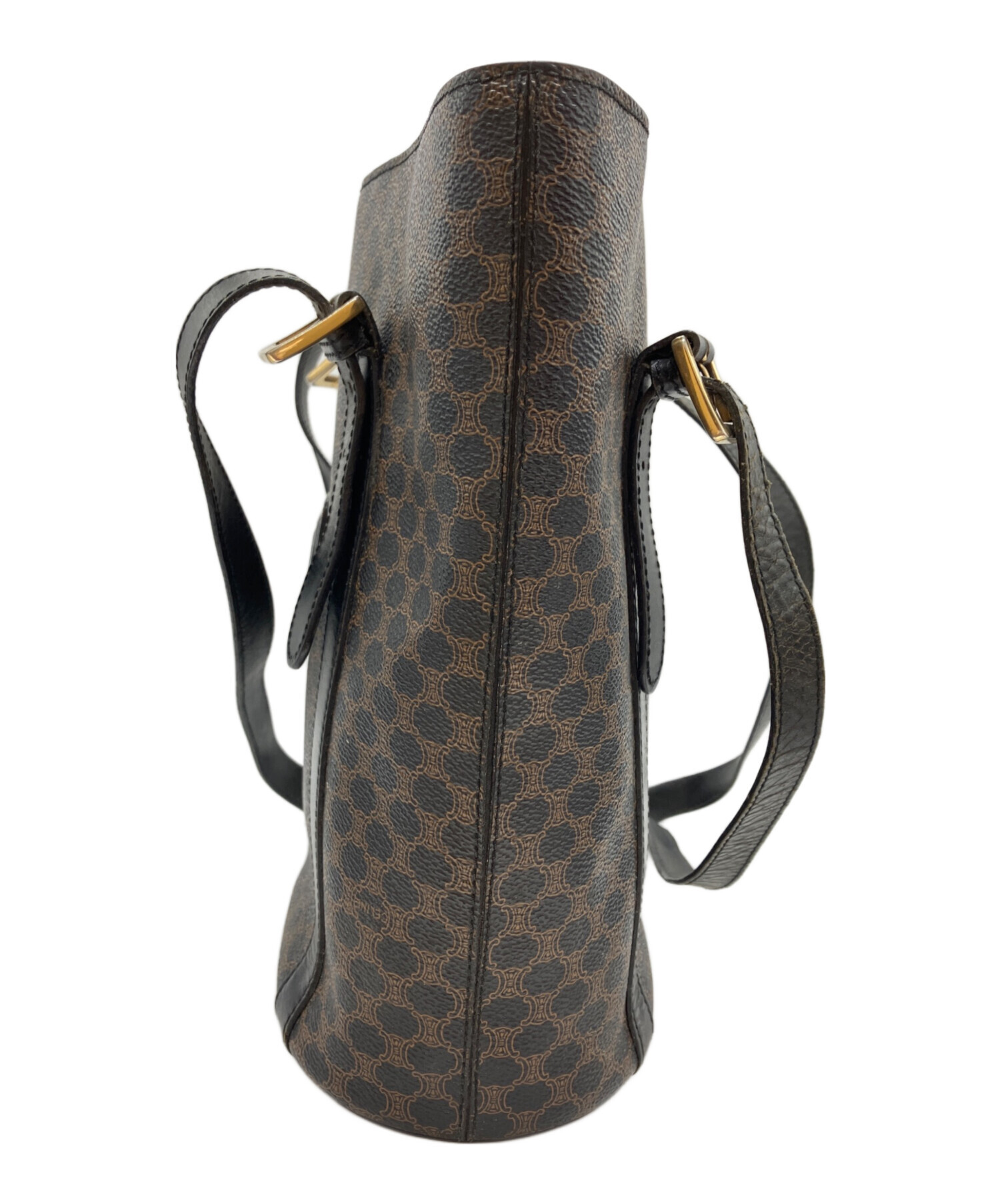 CELINE マカダム柄 トートバッグ 中古・古着通販】CELINE (セリーヌ) マカダム柄トートバッグ ブラウン