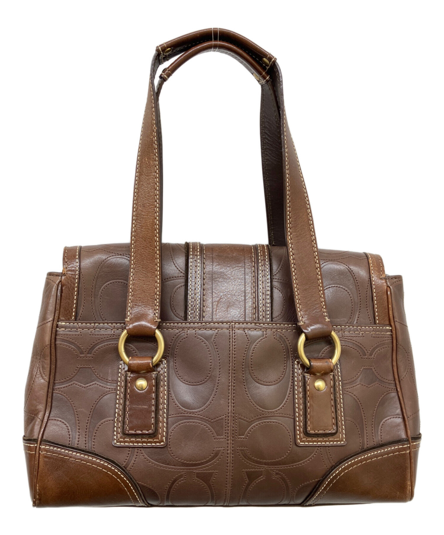 中古・古着通販】COACH (コーチ) レザーショルダーバッグ ブラウン