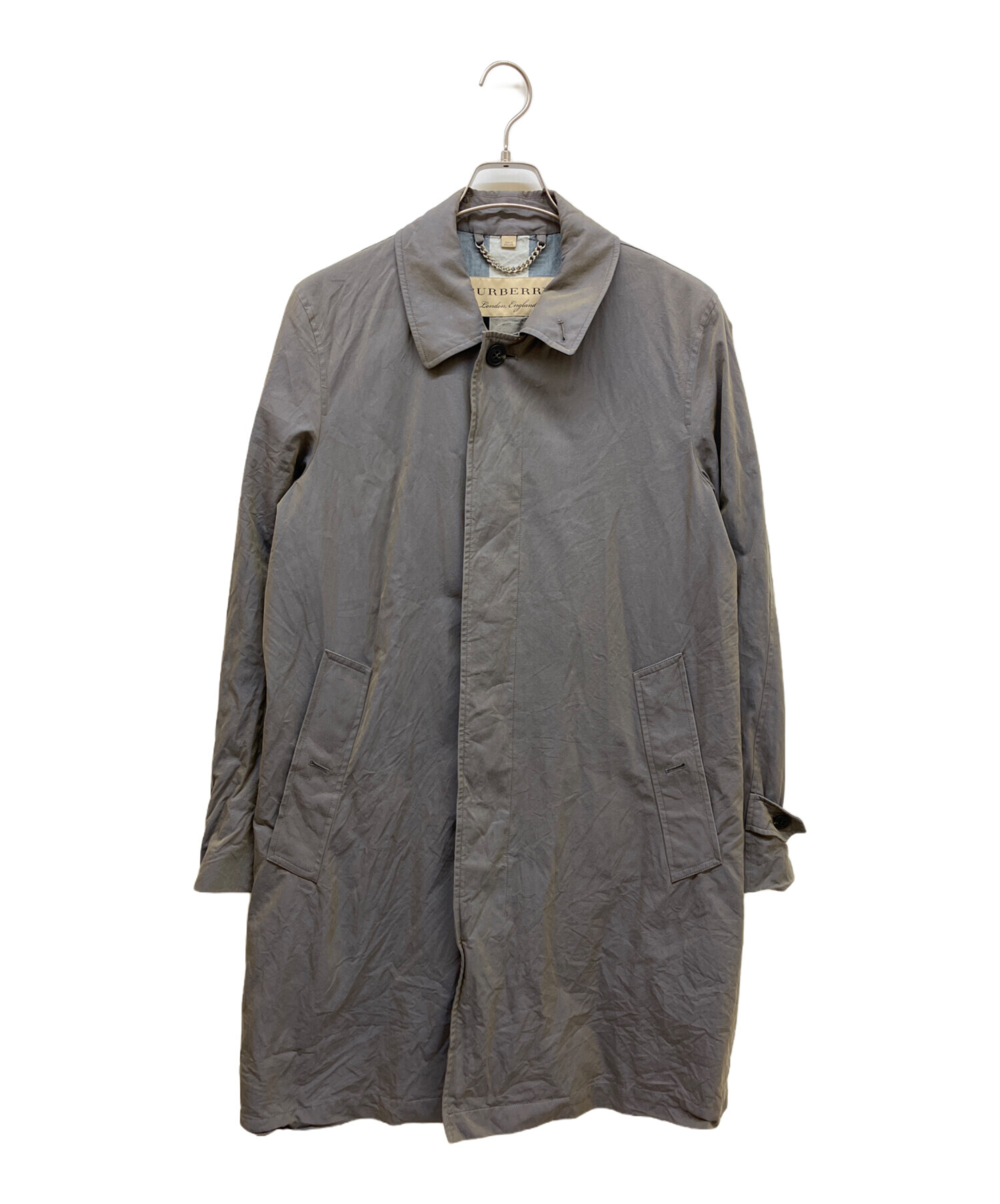 44 BURBERRY バーバリー ダークグレー ボタン付きコート 中古・古着通販】BURBERRY (バーバリー) ステンカラーコート