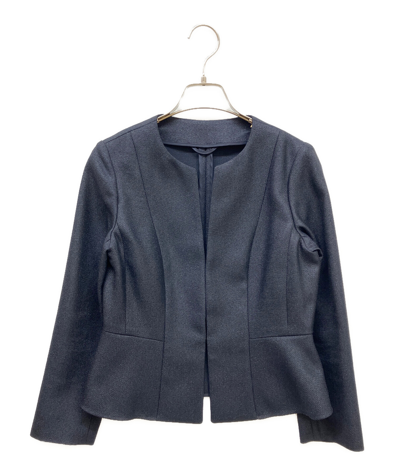 アナイ　ジャケット 中古・古着通販】ANAYI (アナイ) ノーカラージャケット ネイビー