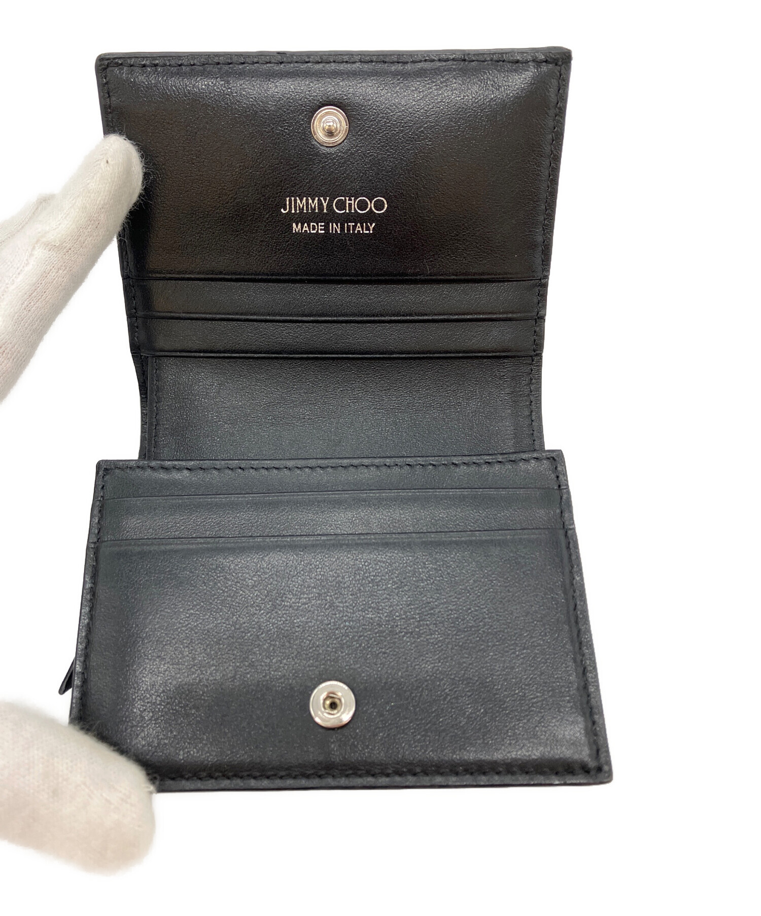 (美品)JIMMY CHOO HANNE ブラック財布 中古・古着通販】JIMMY CHOO (ジミーチュウ) HANNE RJC コンパクト