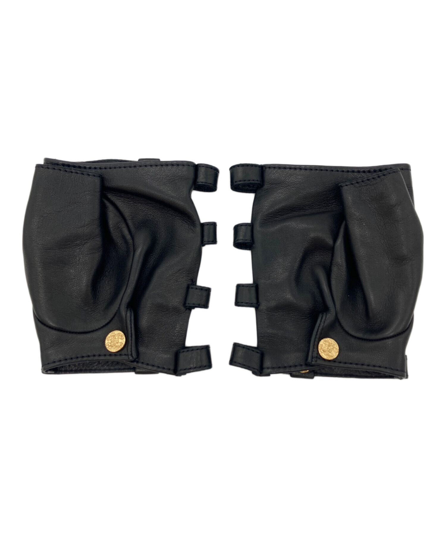 【未使用】CHANEL黒レザーグローブ 中古・古着通販】CHANEL (シャネル) ココマークボタン レザーグローブ