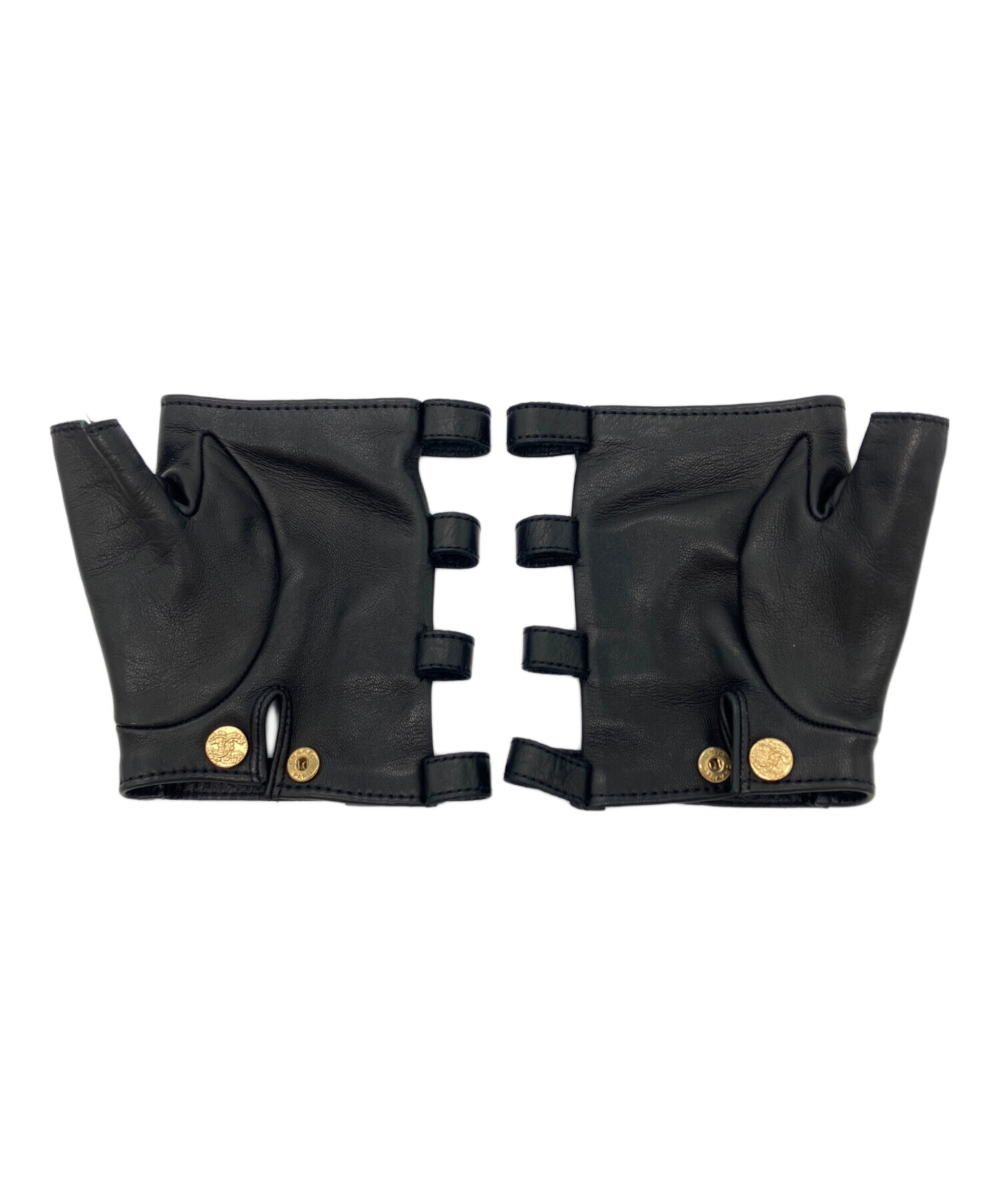 シャネル　手袋　黒　ココマーク　Cマーク　未使用 中古・古着通販】CHANEL (シャネル) ココマークボタン レザーグローブ