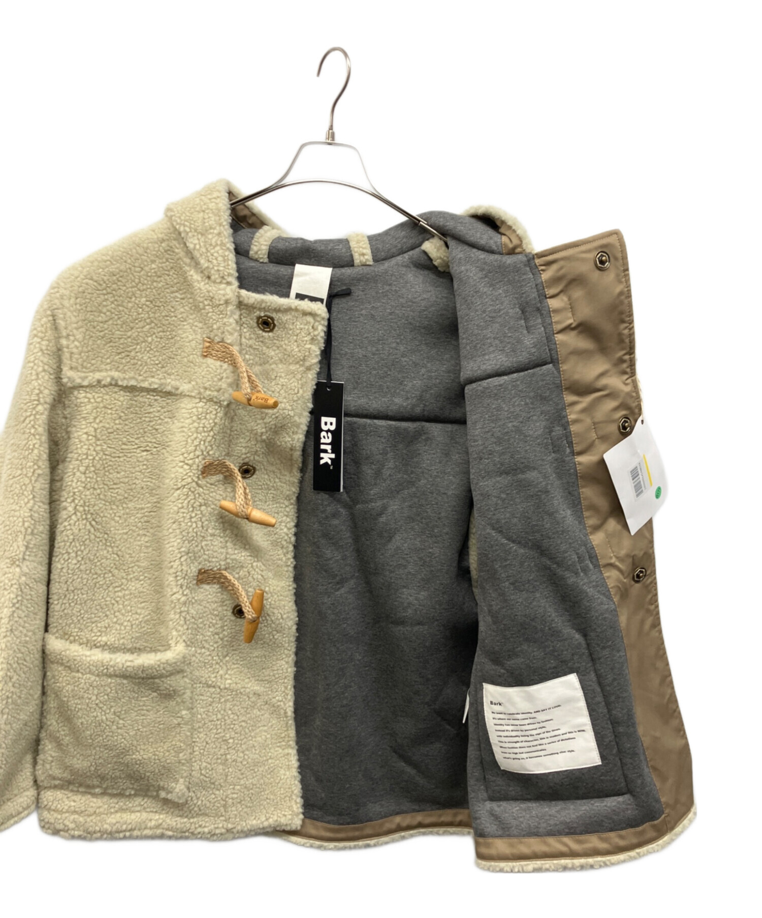 中古・古着通販】Bark (バーク) ボアダッフルコート アイボリー サイズ