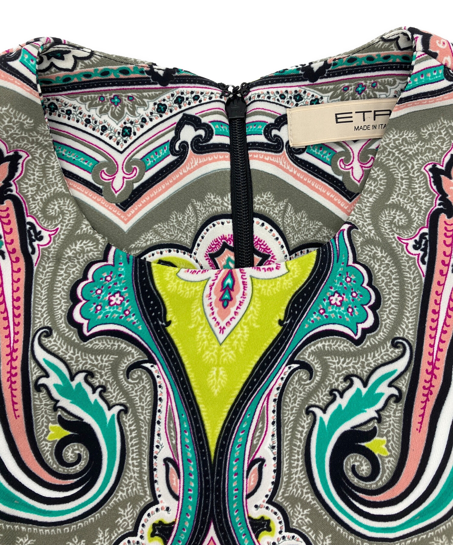 【美品】ETRO エトロ　ノースリーブ ワンピース　ペイズリー　マルチカラー 中古・古着通販】ETRO (エトロ) ペイズリー柄ノースリーブワンピース