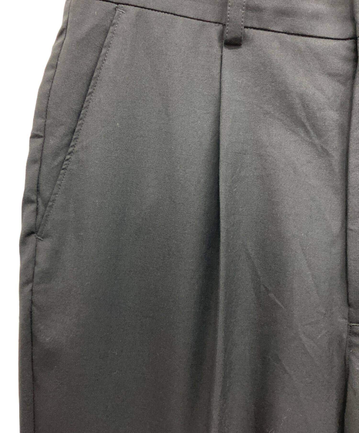 cornier】スラックス 梳毛ウール100% ブラック M cornier】スラックス